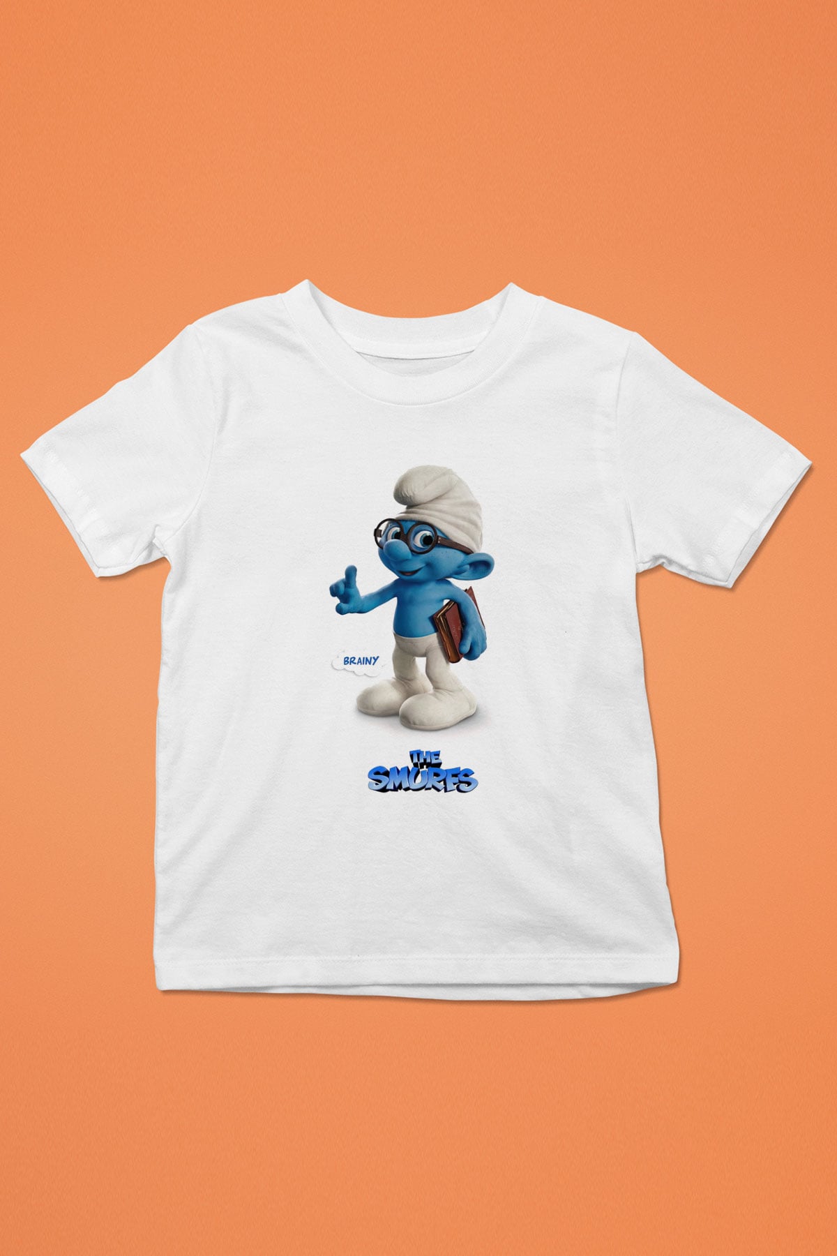 The Smurfs Şirinler Baskılı Beyaz Unisex Çocuk Tişört