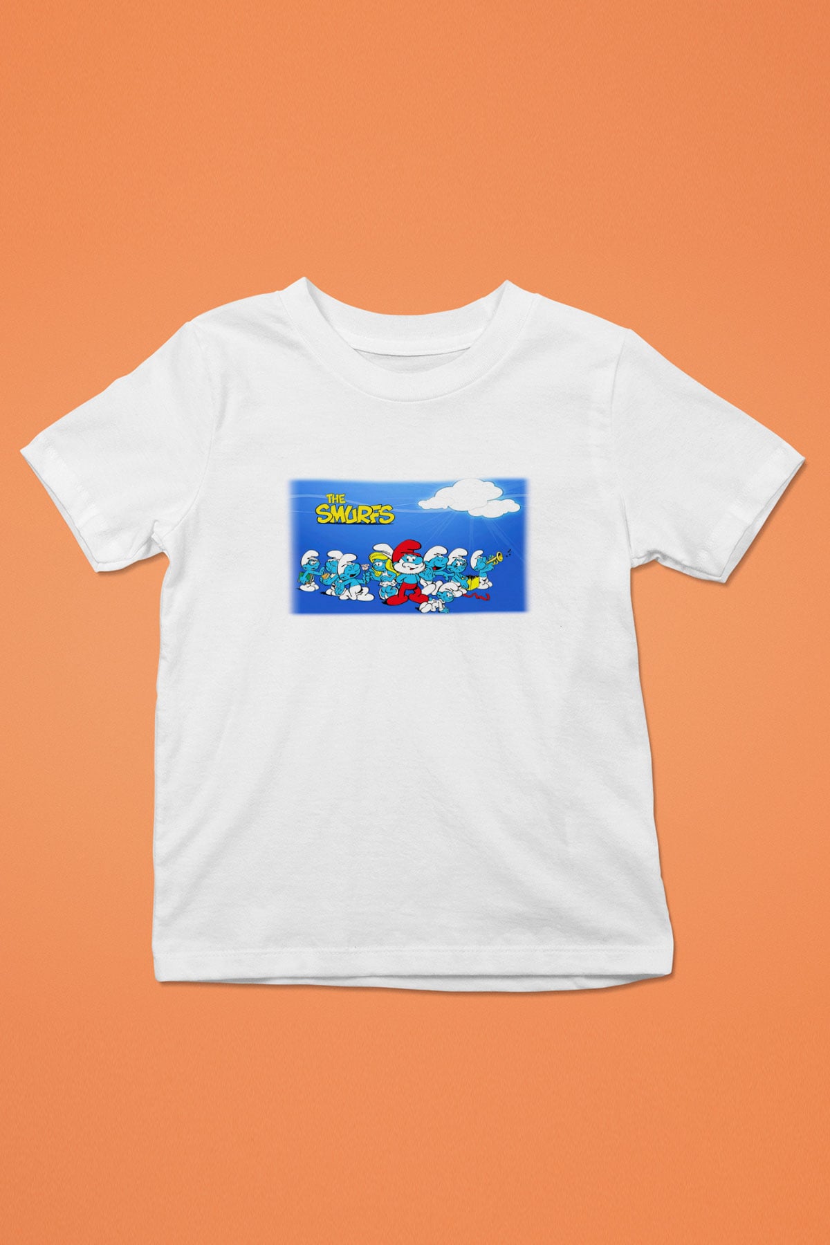The Smurfs Şirinler Baskılı Beyaz Unisex Çocuk Tişört