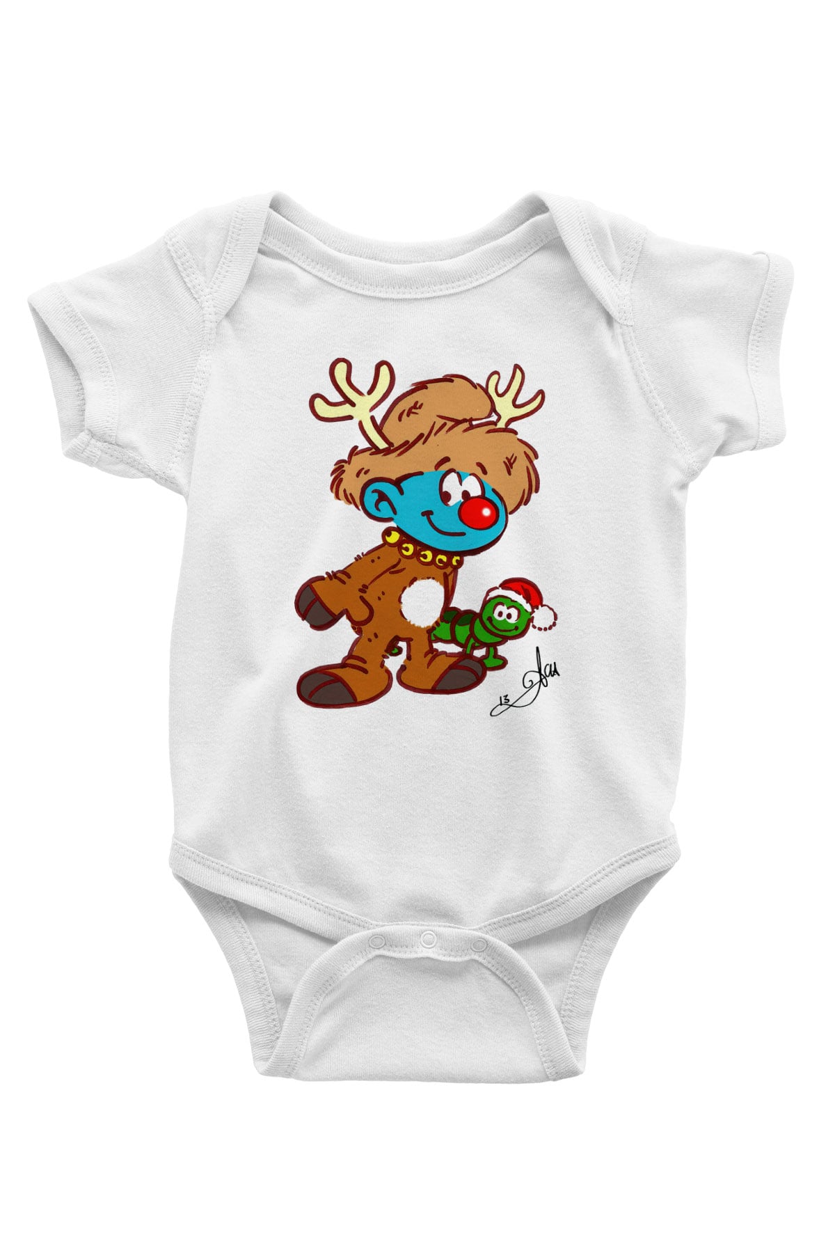 The Smurfs Şirinler Baskılı Beyaz Unisex Bebek Body - Zıbın