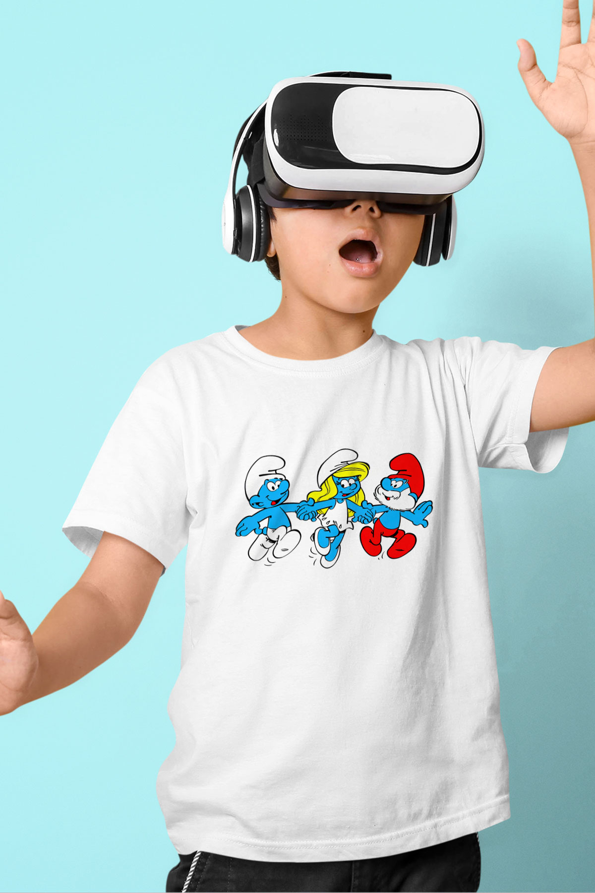 The Smurfs Şirinler Beyaz Unisex  Çocuk Tişört