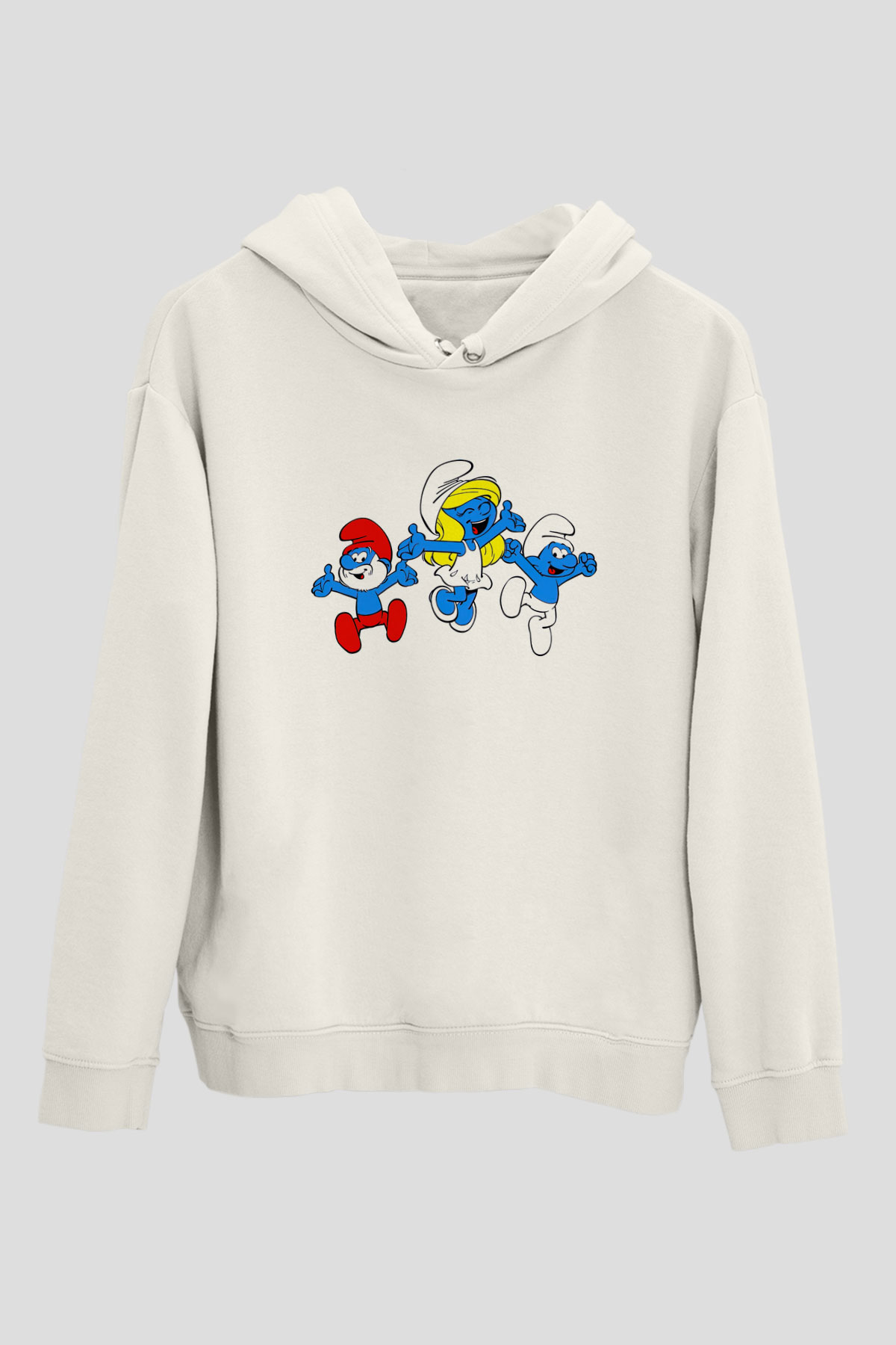The Smurfs Şirinler Beyaz Unisex Hoodie