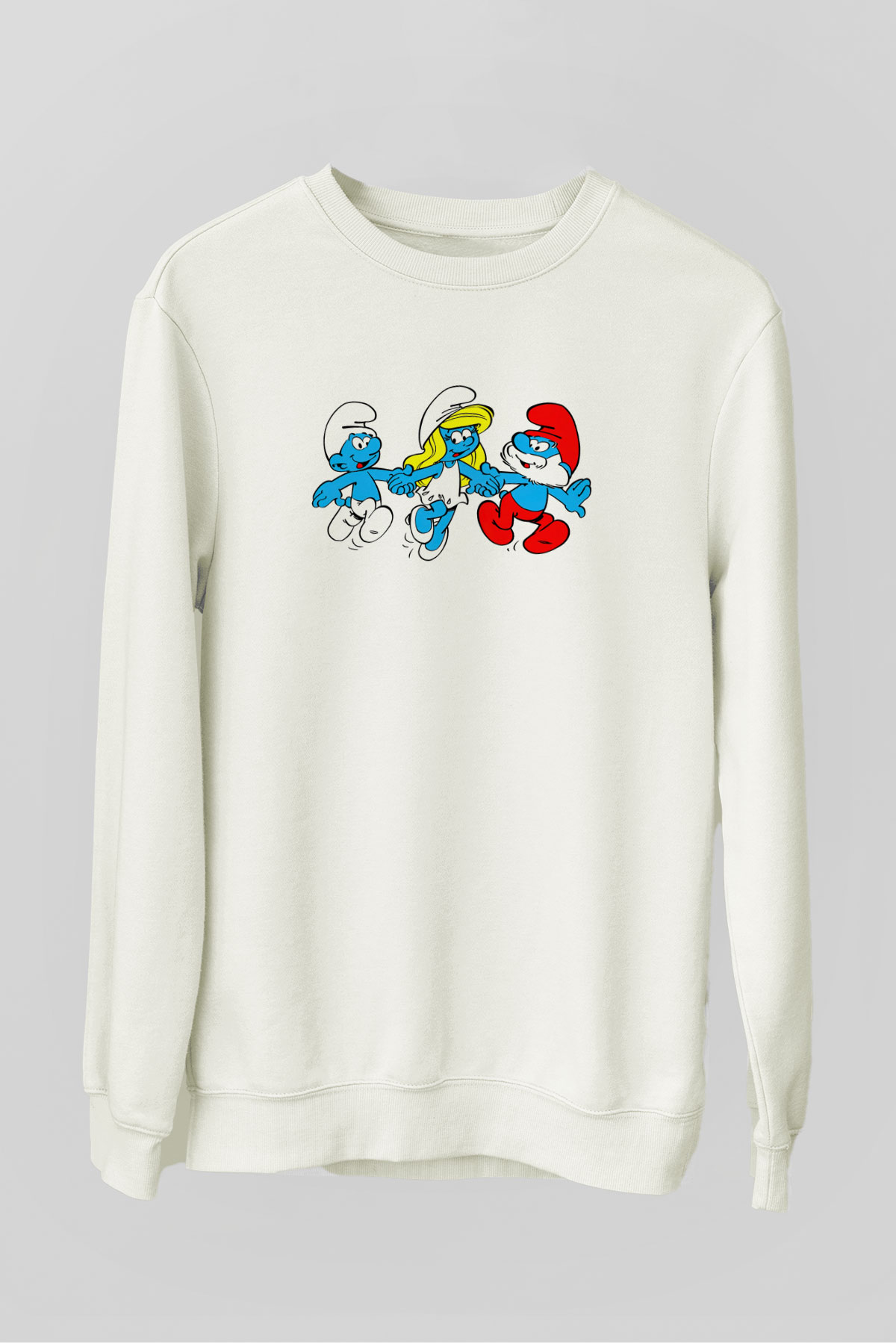 The Smurfs Şirinler Beyaz Unisex  Sweatshirt
