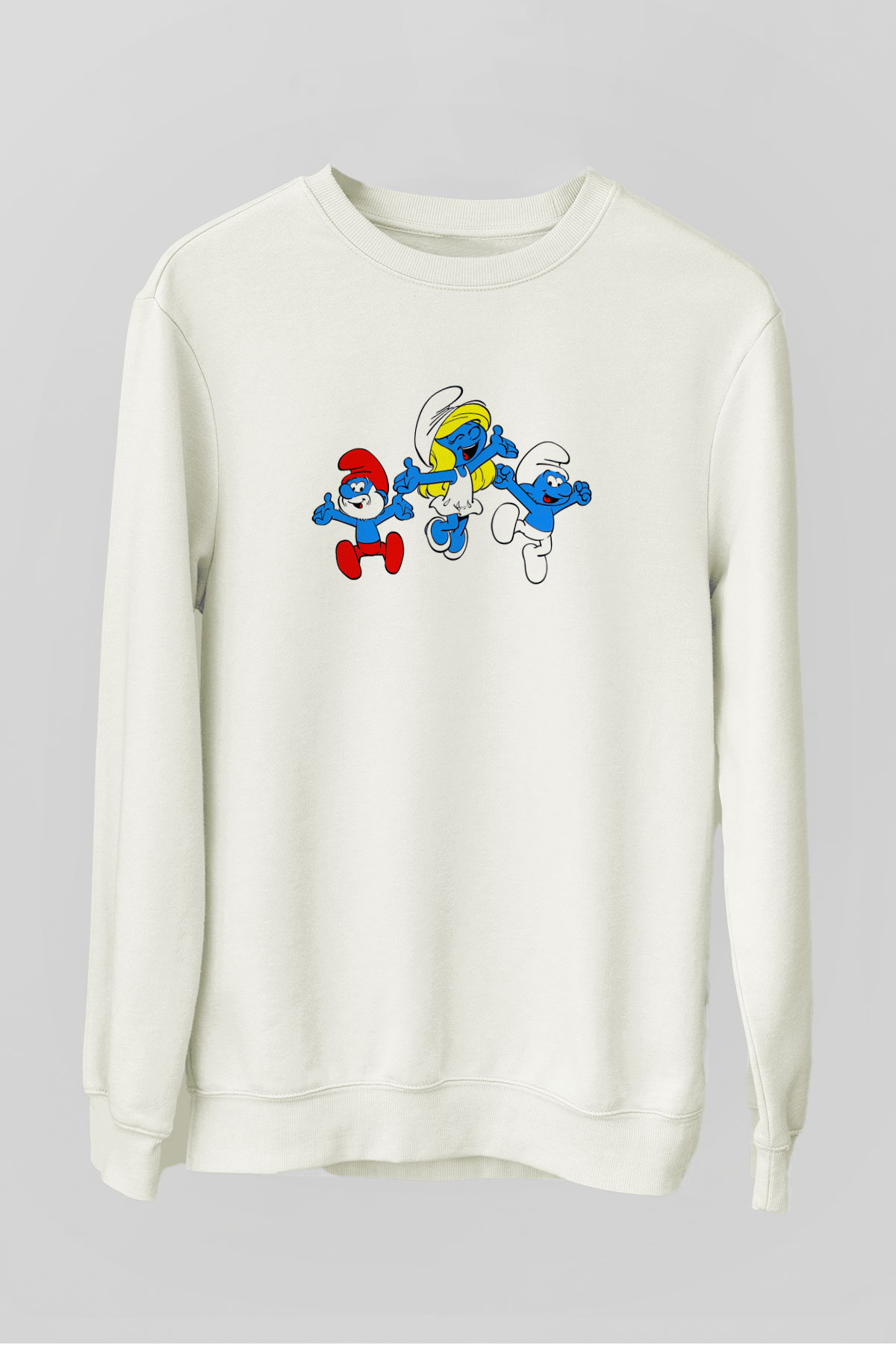 The Smurfs Şirinler Beyaz Unisex  Sweatshirt