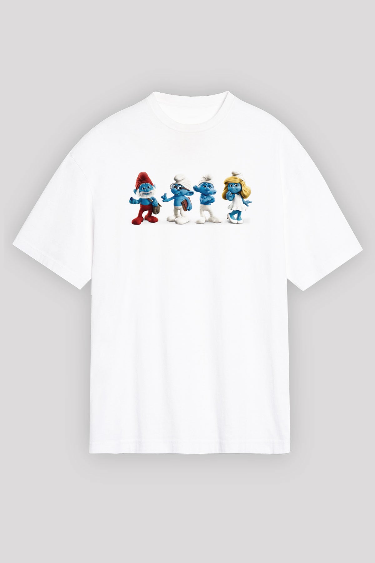 The Smurfs Şirinler Beyaz Unisex Tişört