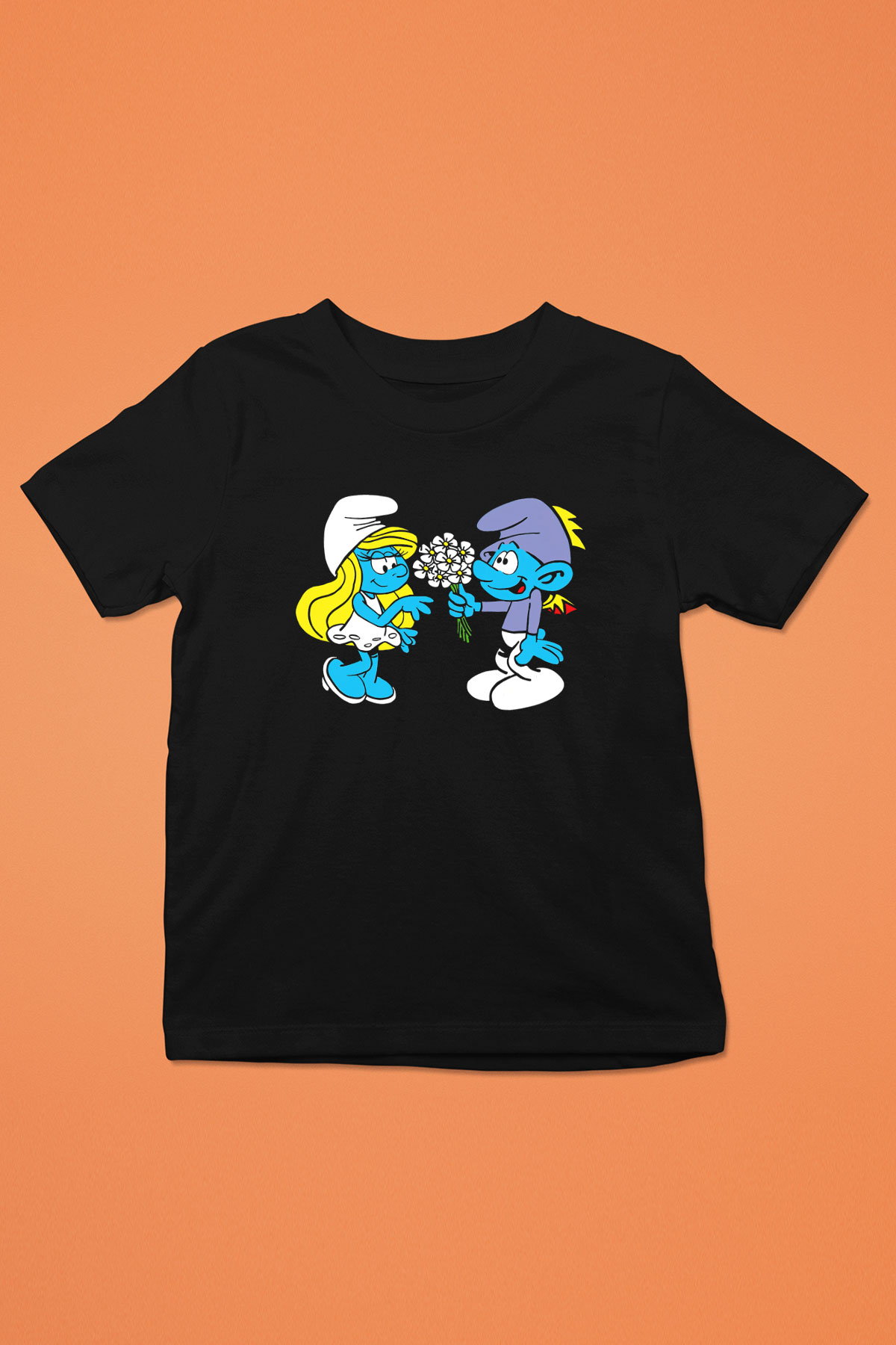 The Smurfs Şirinler Siyah Unisex  Çocuk Tişört