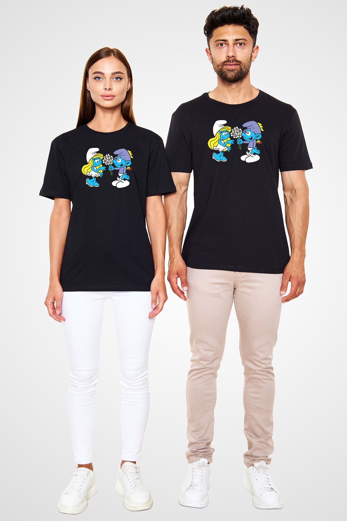 The Smurfs Şirinler Siyah Unisex Tişört