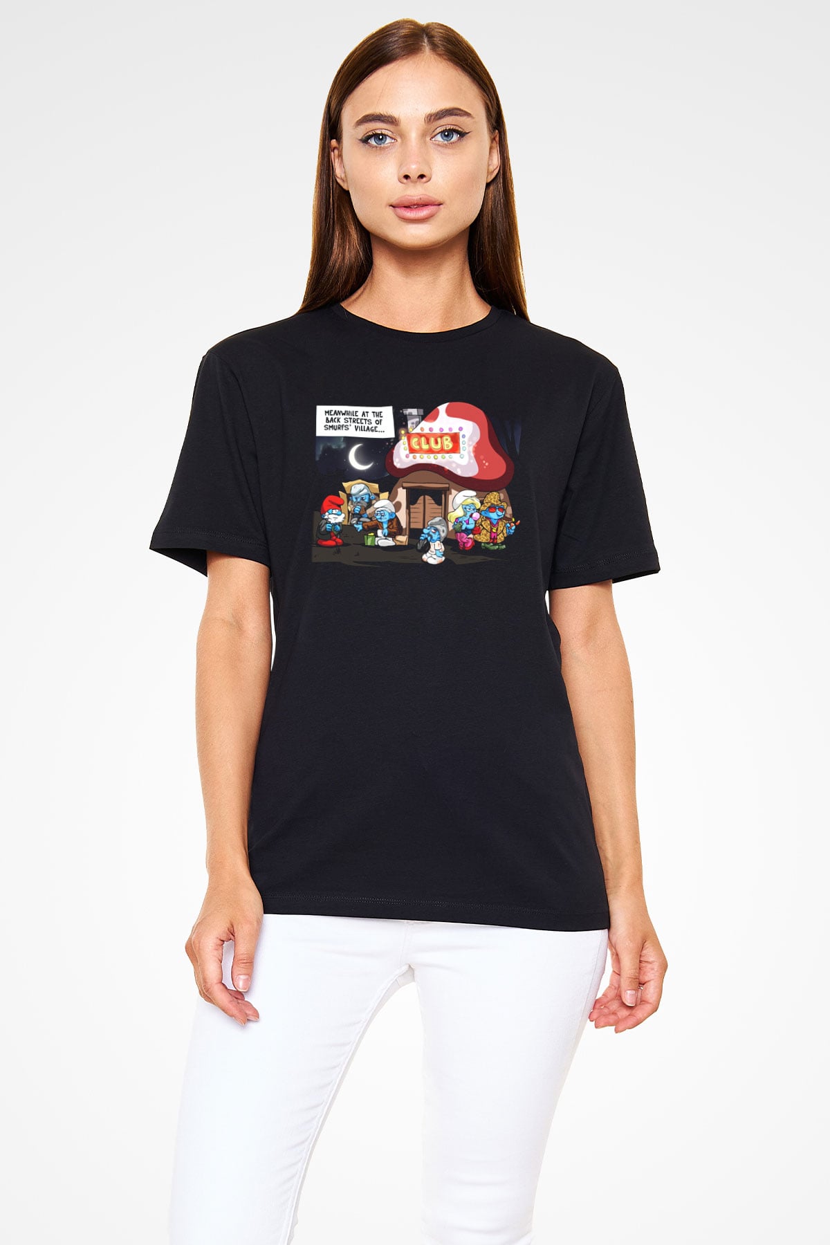 The Smurfs Şirinler Siyah Unisex Tişört