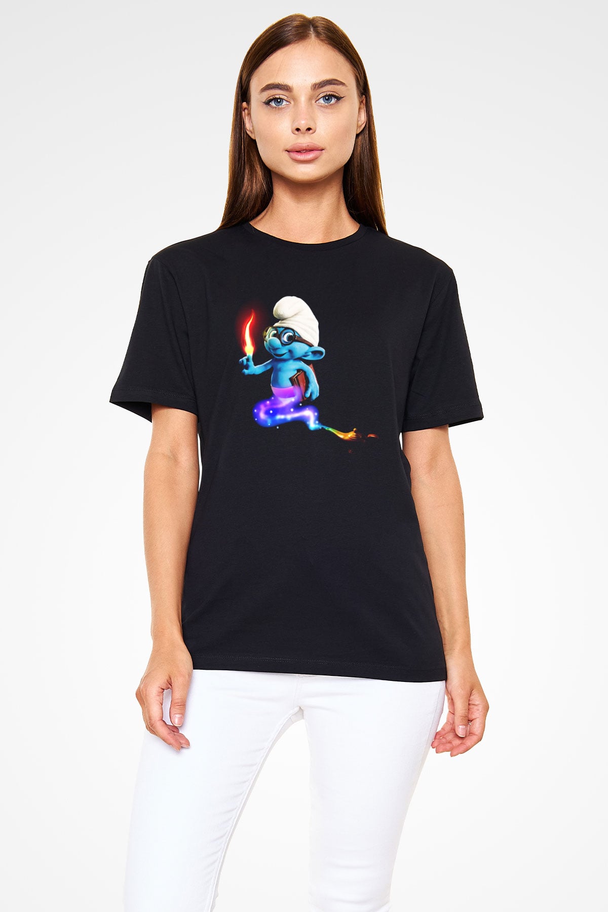 The Smurfs Şirinler Siyah Unisex Tişört