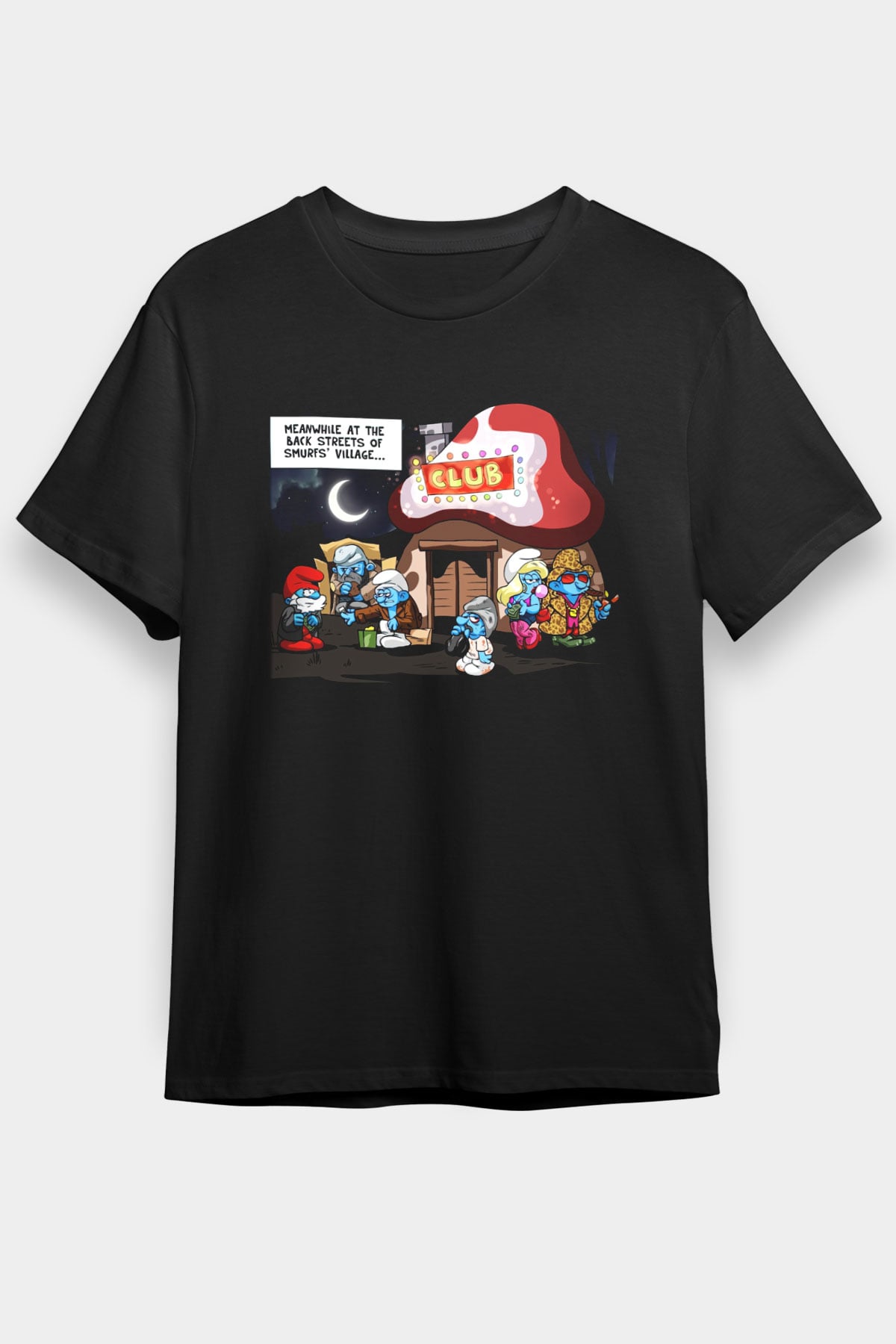 The Smurfs Şirinler Siyah Unisex Tişört