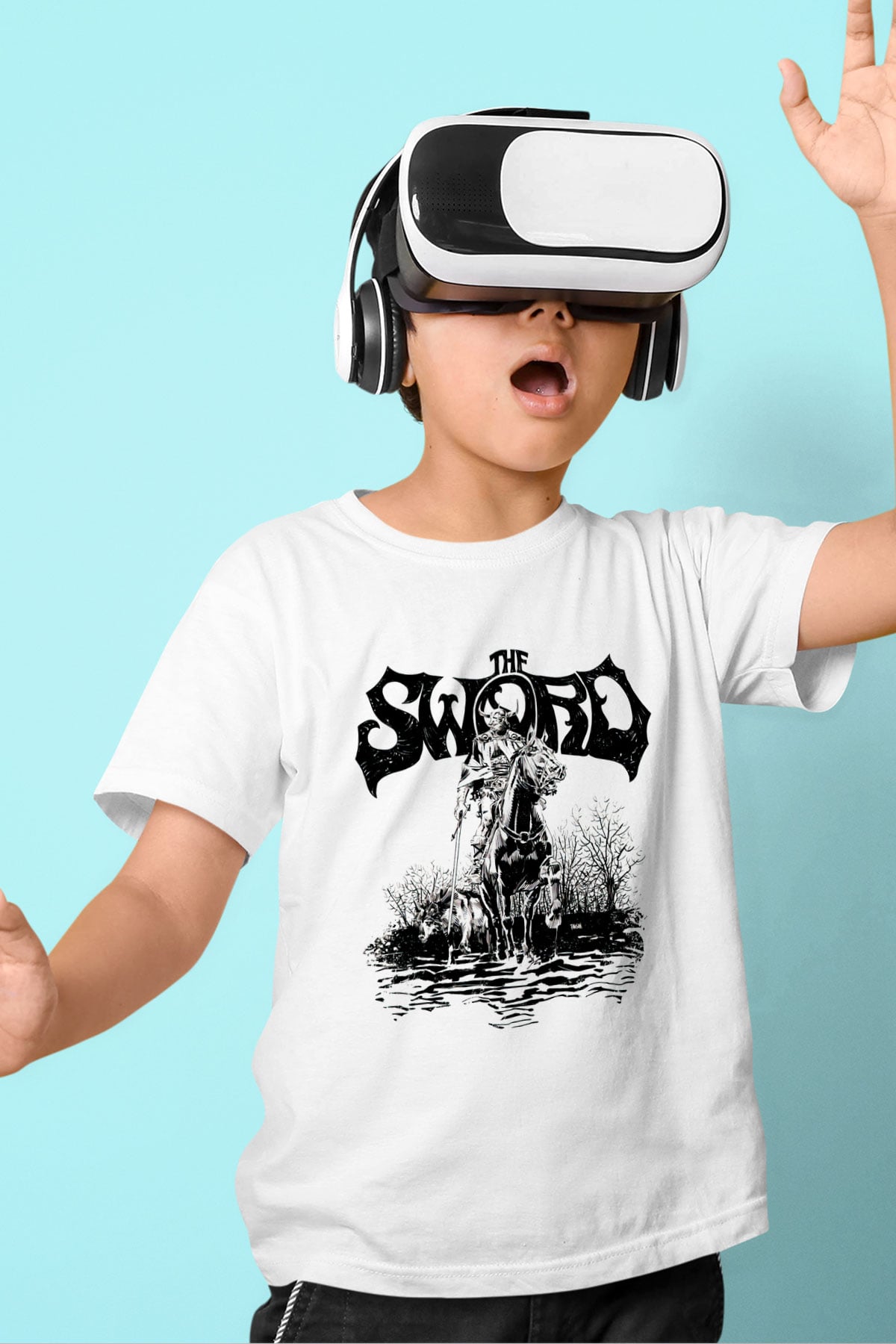The Sword Baskılı Beyaz Unisex Çocuk Tişört