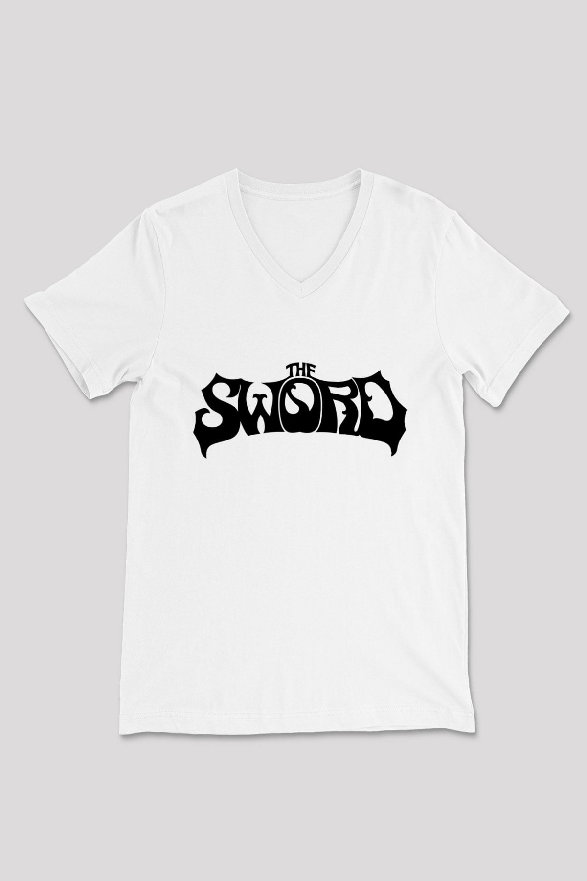 The Sword Beyaz Unisex V Yaka Tişört T-Shirt