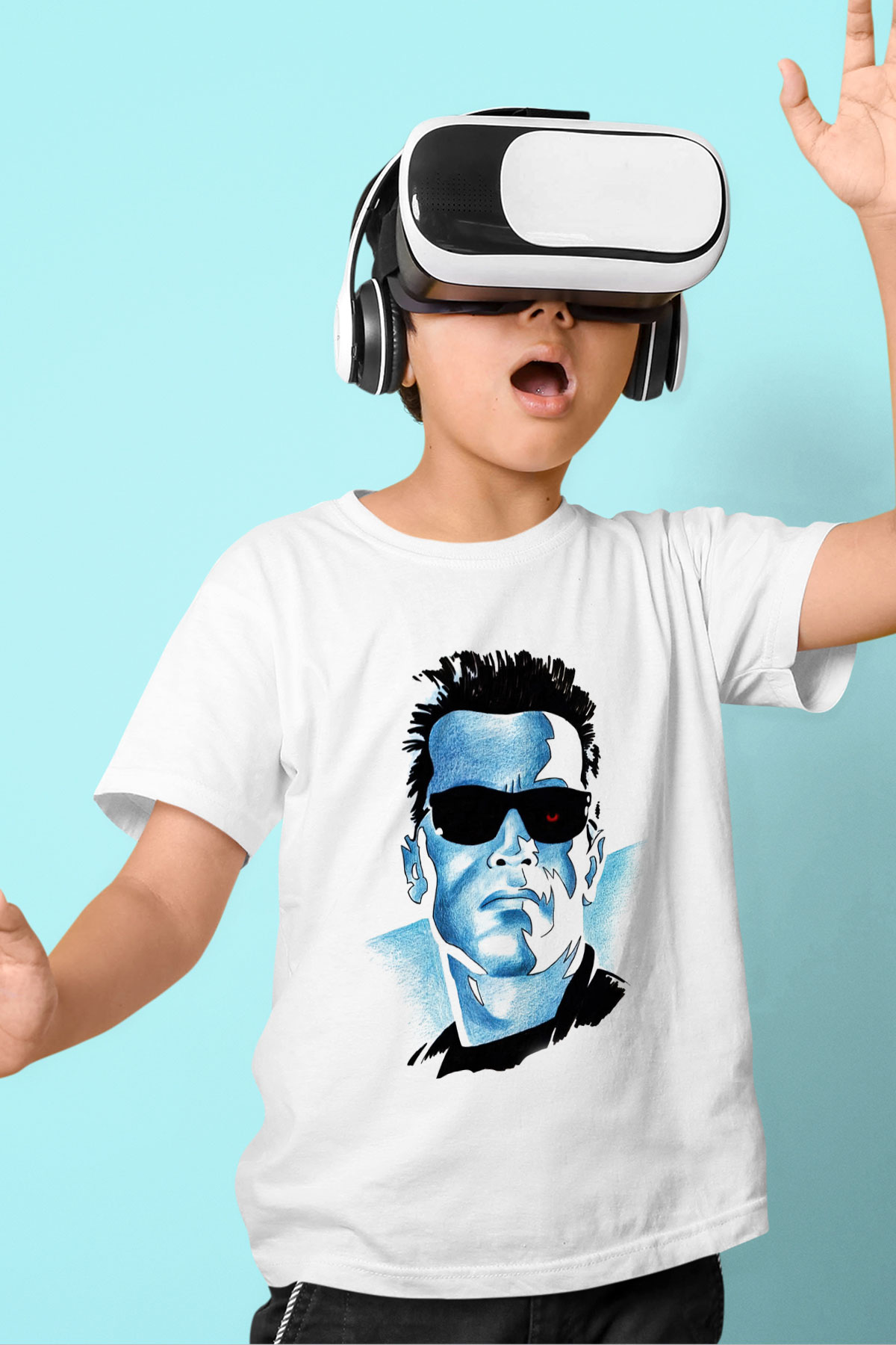 The Terminator Baskılı Beyaz Unisex Çocuk Tişört