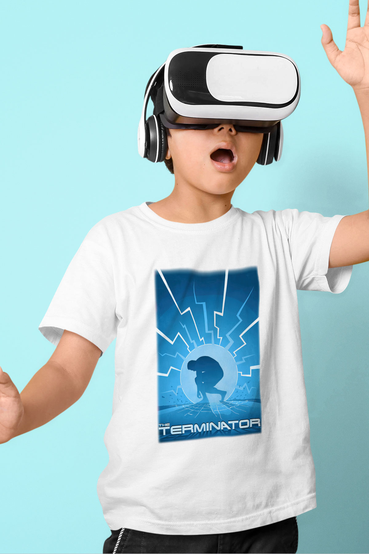 The Terminator Baskılı Beyaz Unisex Çocuk Tişört