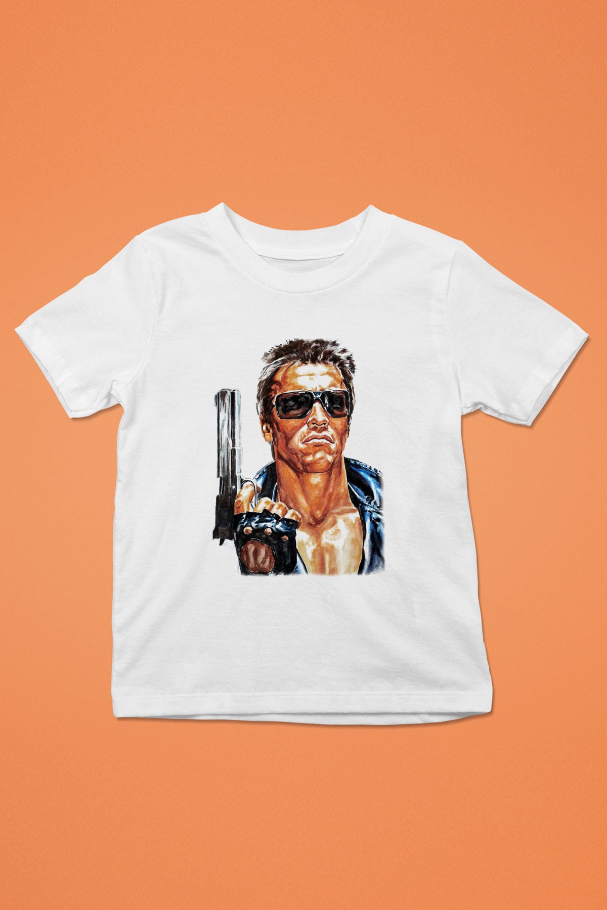 The Terminator Baskılı Beyaz Unisex Çocuk Tişört