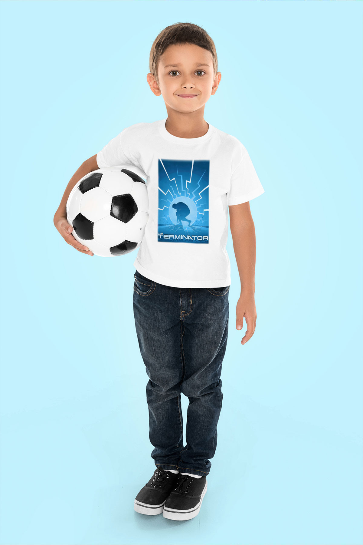 The Terminator Baskılı Beyaz Unisex Çocuk Tişört