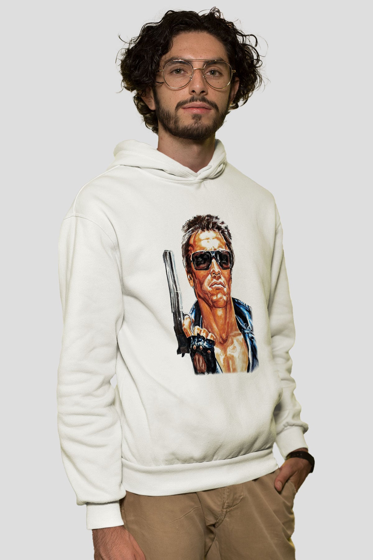 The Terminator Beyaz Unisex Hoodie