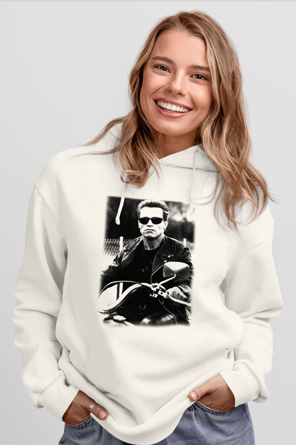 The Terminator Beyaz Unisex Hoodie