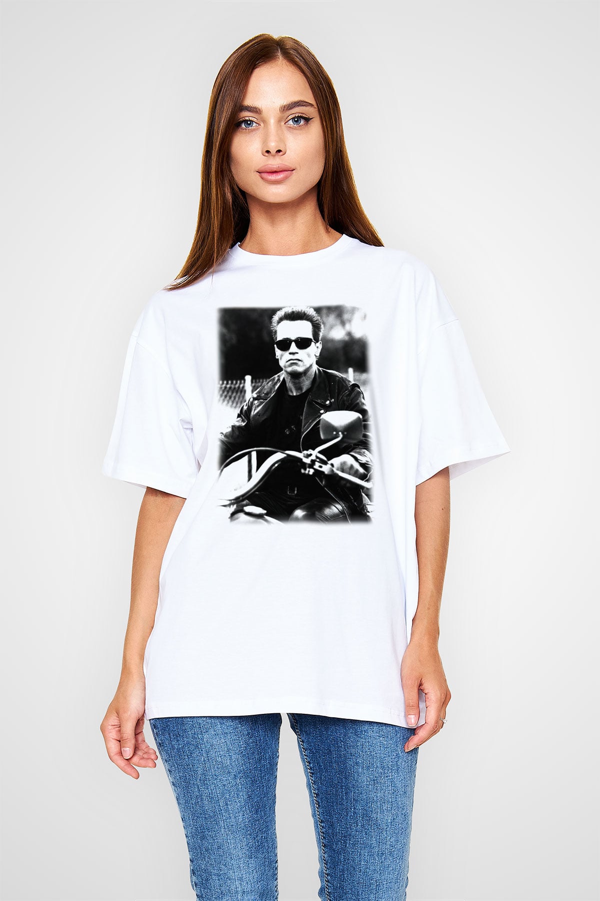 The Terminator Beyaz Unisex Oversize Tişört T-Shirt