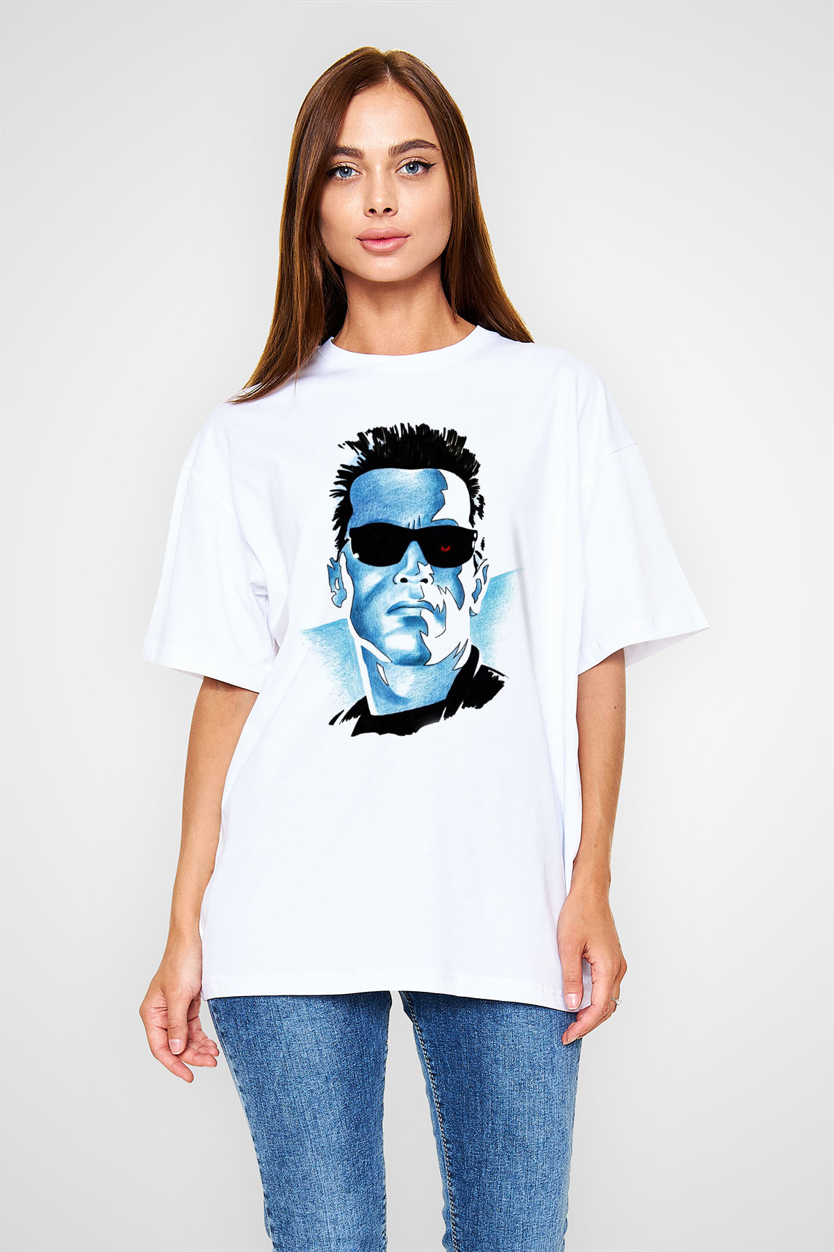 The Terminator Beyaz Unisex Oversize Tişört T-Shirt