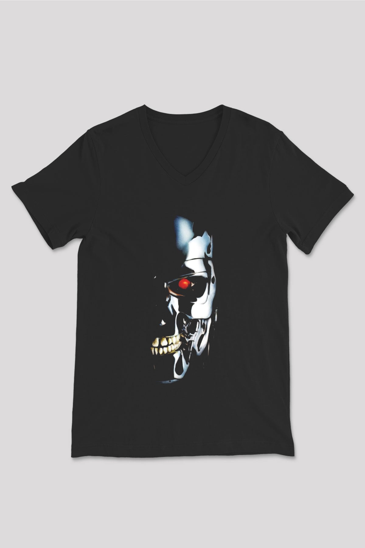 The Terminator Siyah Unisex V Yaka Tişört T-Shirt