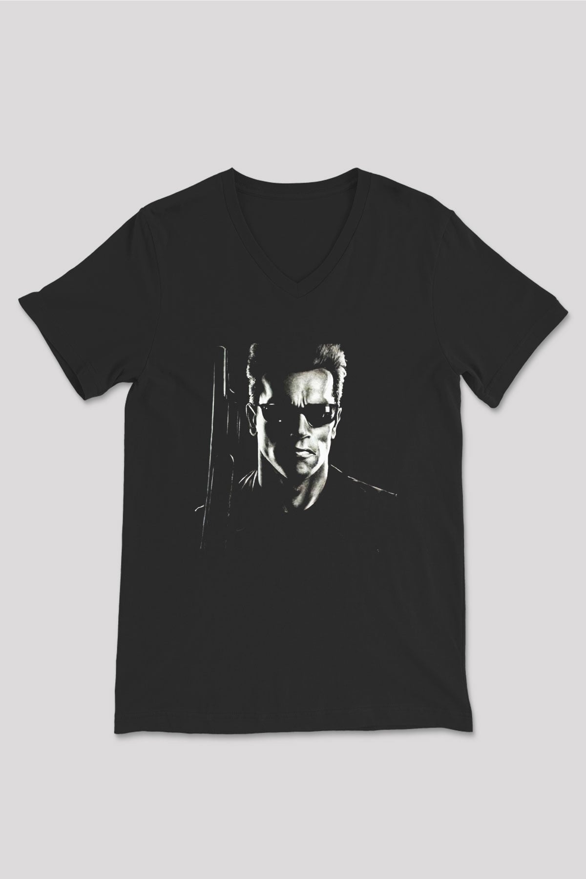 The Terminator Siyah Unisex V Yaka Tişört T-Shirt