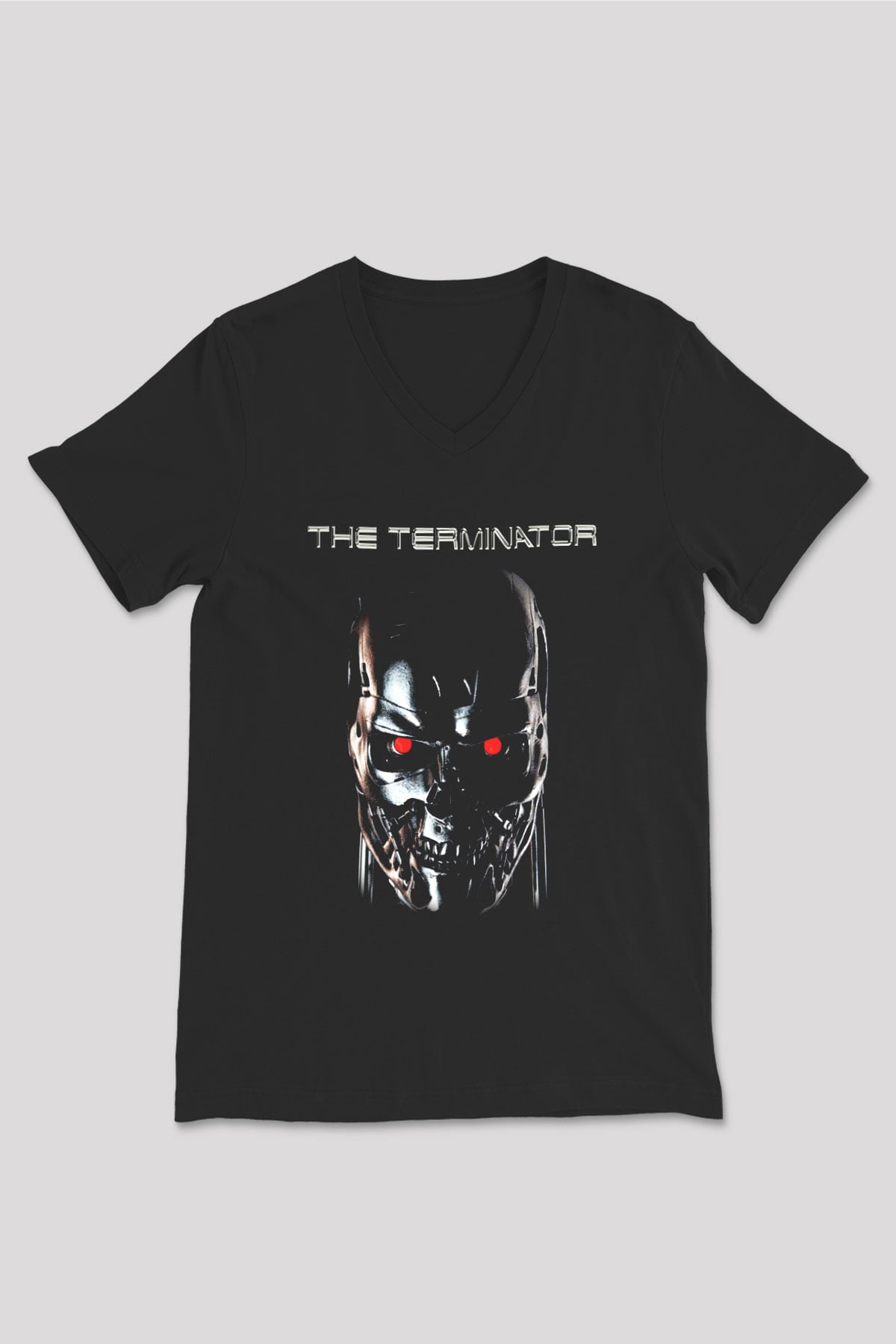 The Terminator Siyah Unisex V Yaka Tişört T-Shirt
