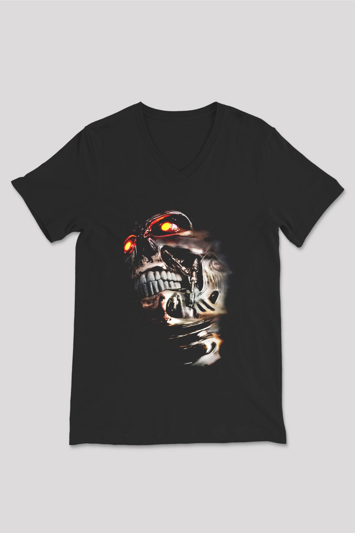 The Terminator Siyah Unisex V Yaka Tişört T-Shirt