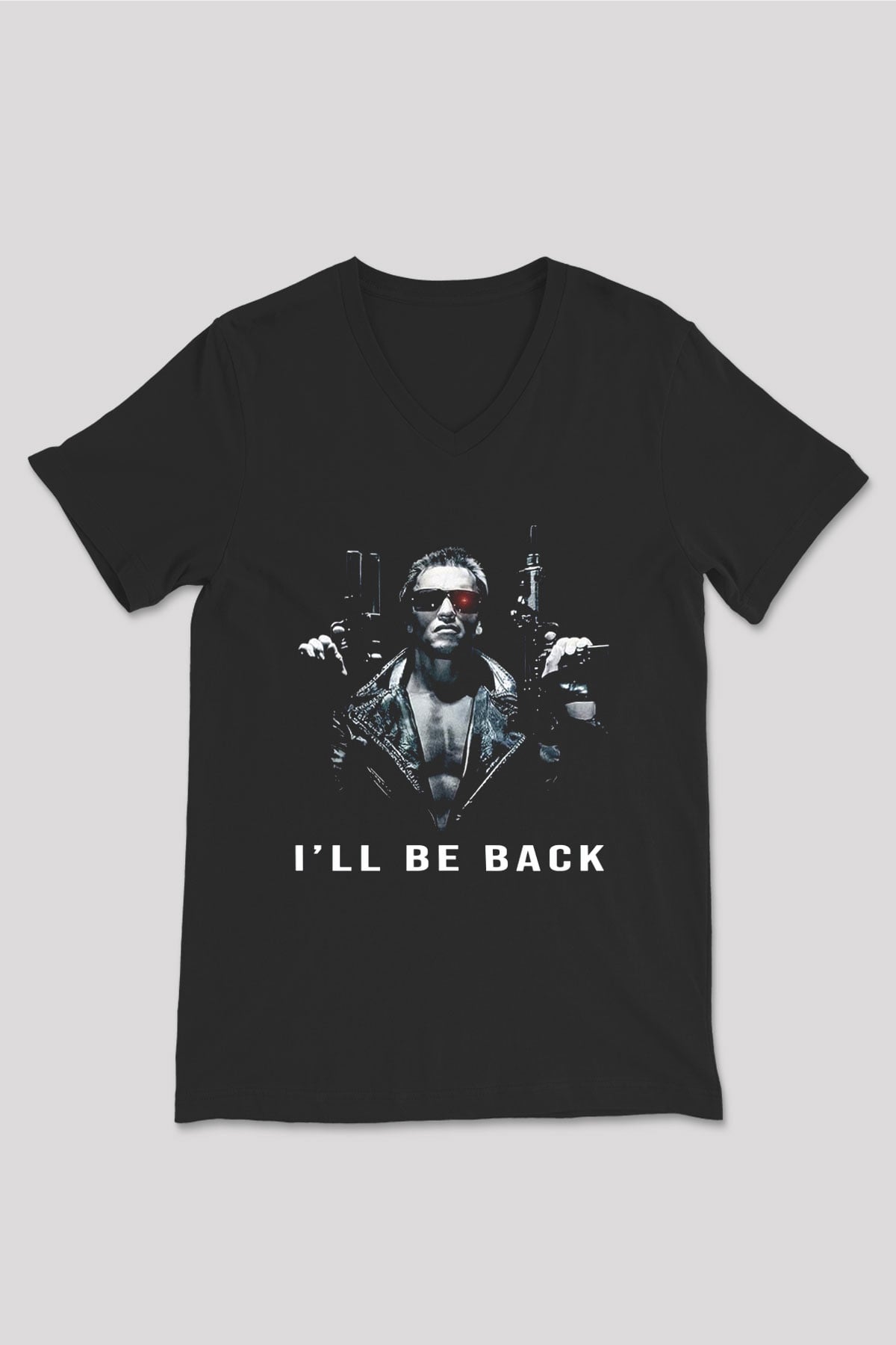 The Terminator Siyah Unisex V Yaka Tişört T-Shirt