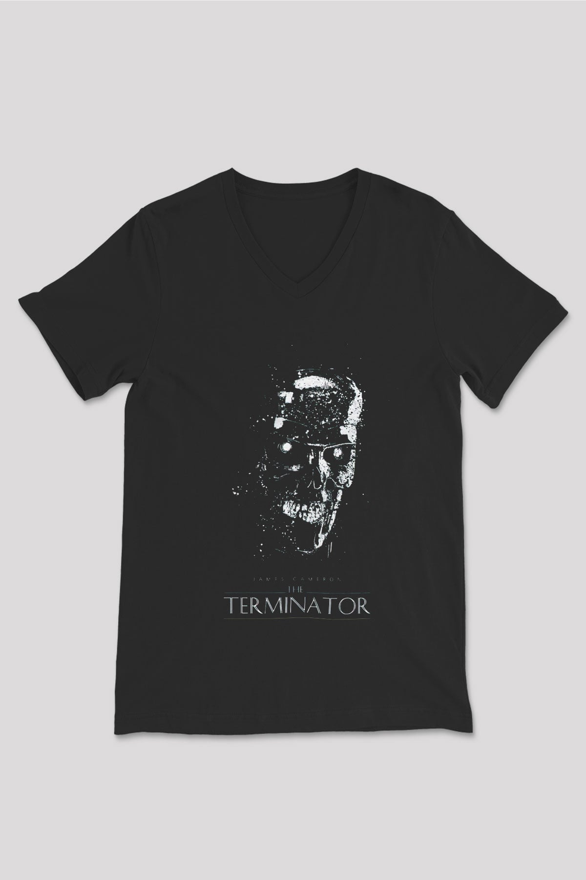 The Terminator Siyah Unisex V Yaka Tişört