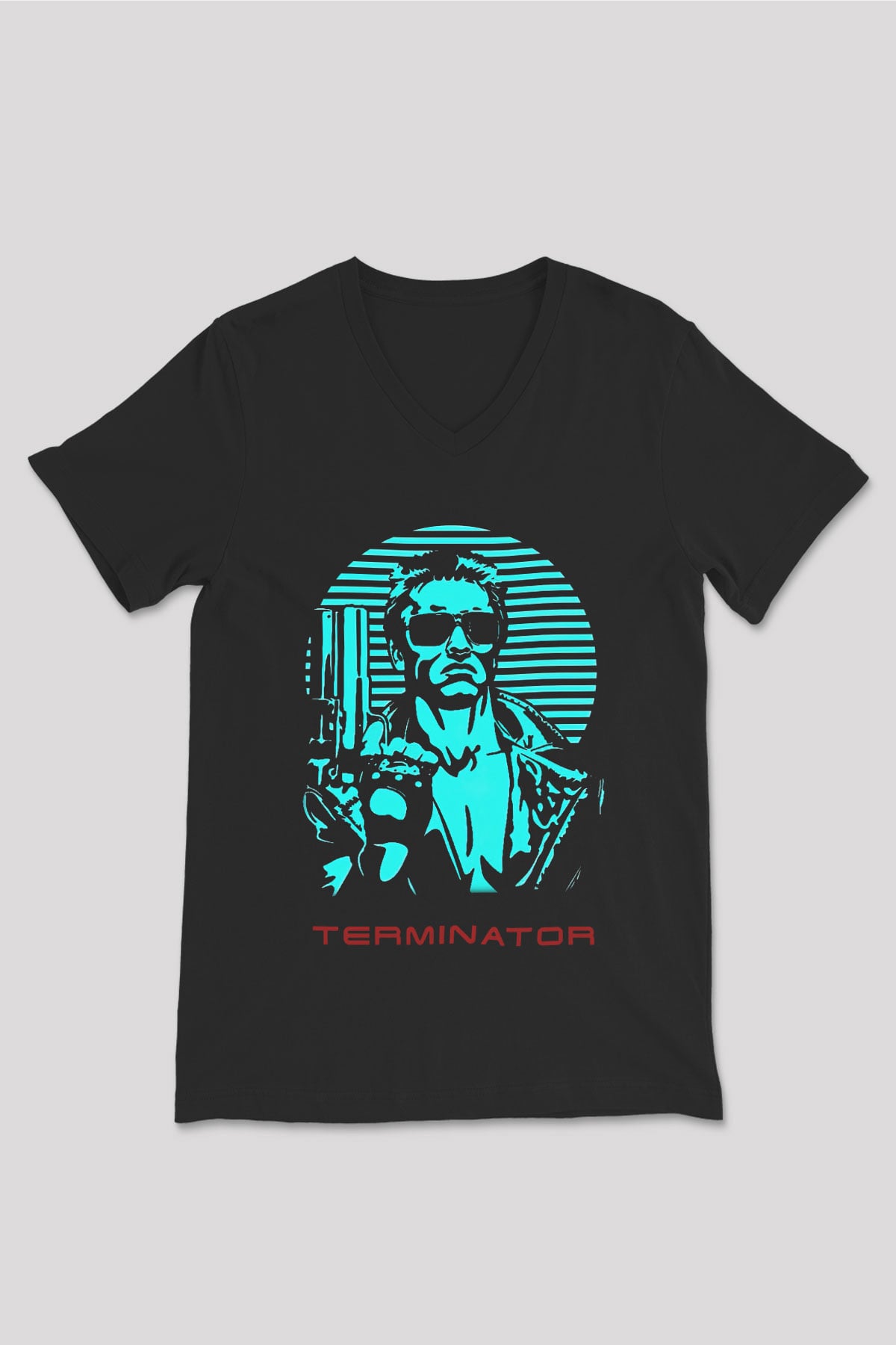 The Terminator Siyah Unisex V Yaka Tişört