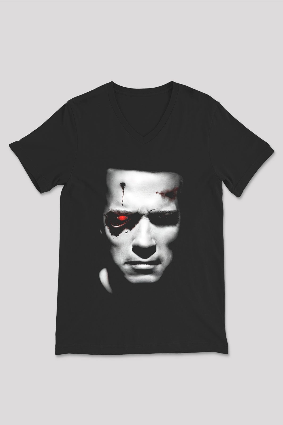 The Terminator Siyah Unisex V Yaka Tişört T-Shirt