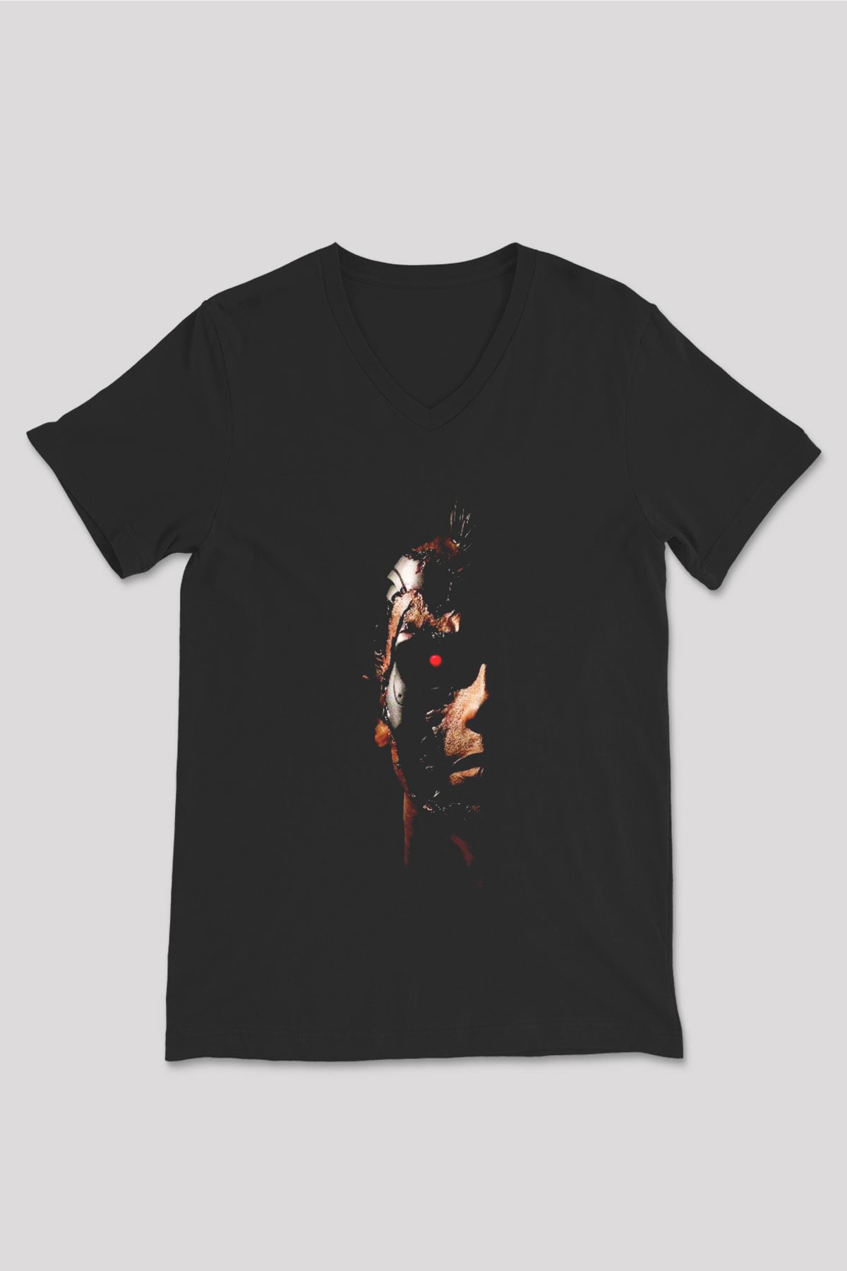 The Terminator Siyah Unisex V Yaka Tişört T-Shirt