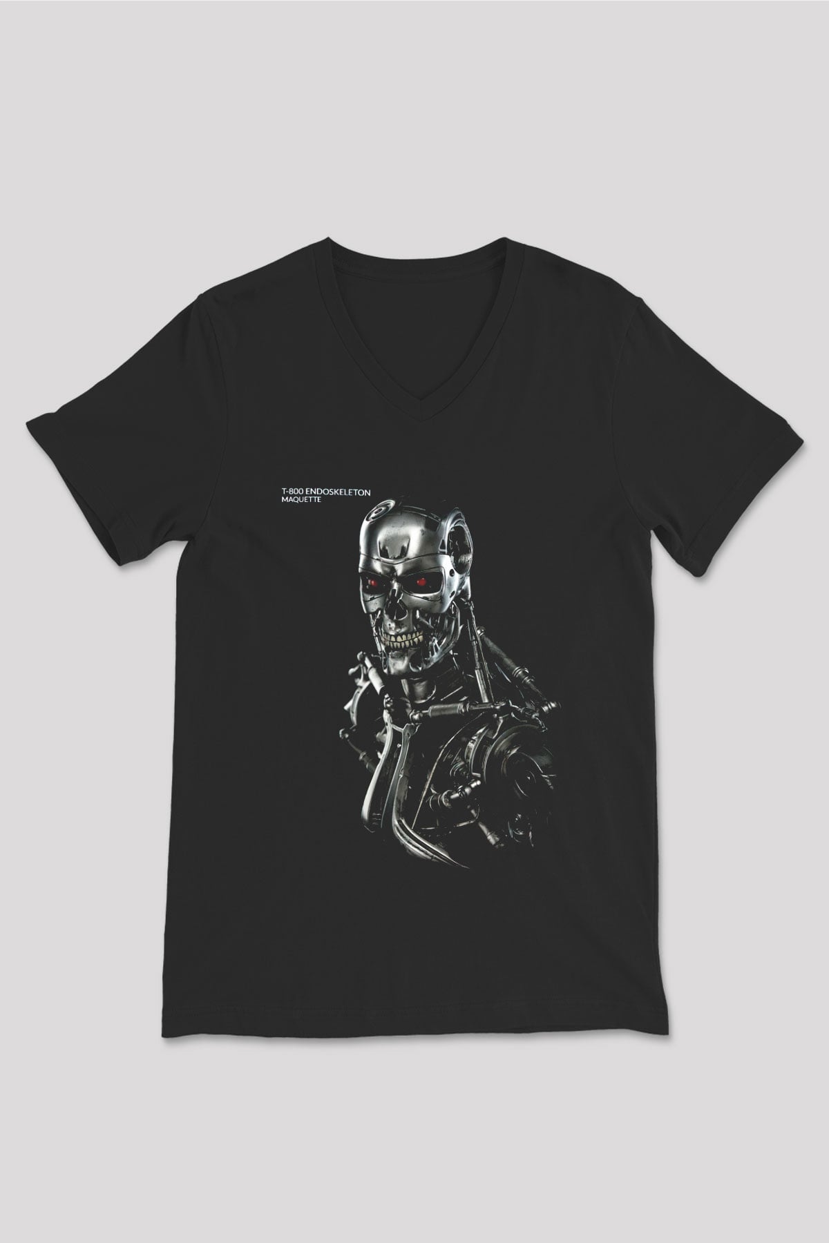 The Terminator Siyah Unisex V Yaka Tişört T-Shirt
