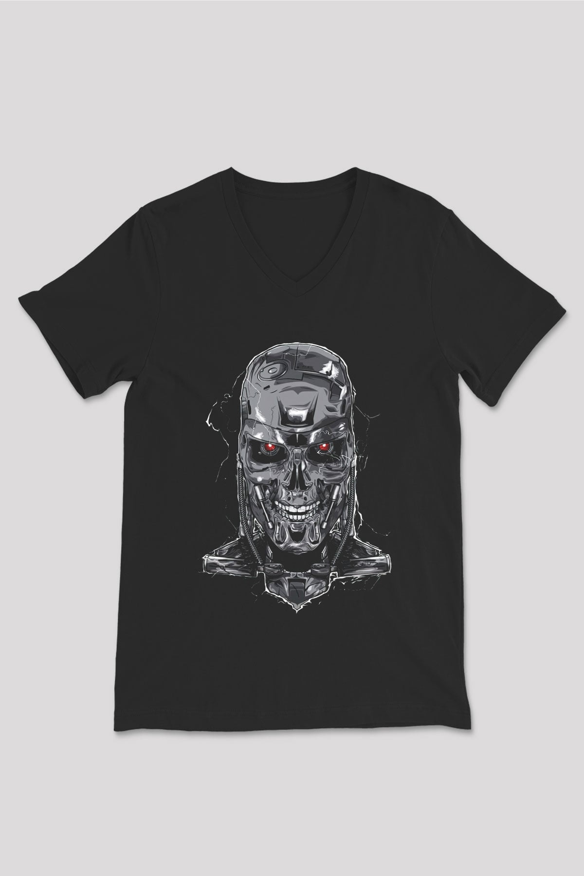 The Terminator Siyah Unisex V Yaka Tişört T-Shirt
