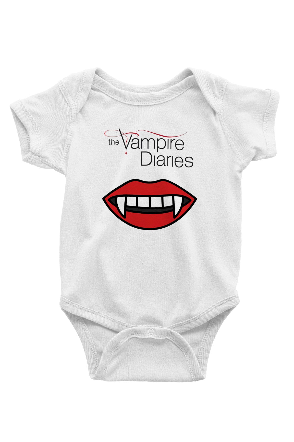 The Vampire Diaries Baskılı Beyaz Unisex Bebek Body - Zıbın
