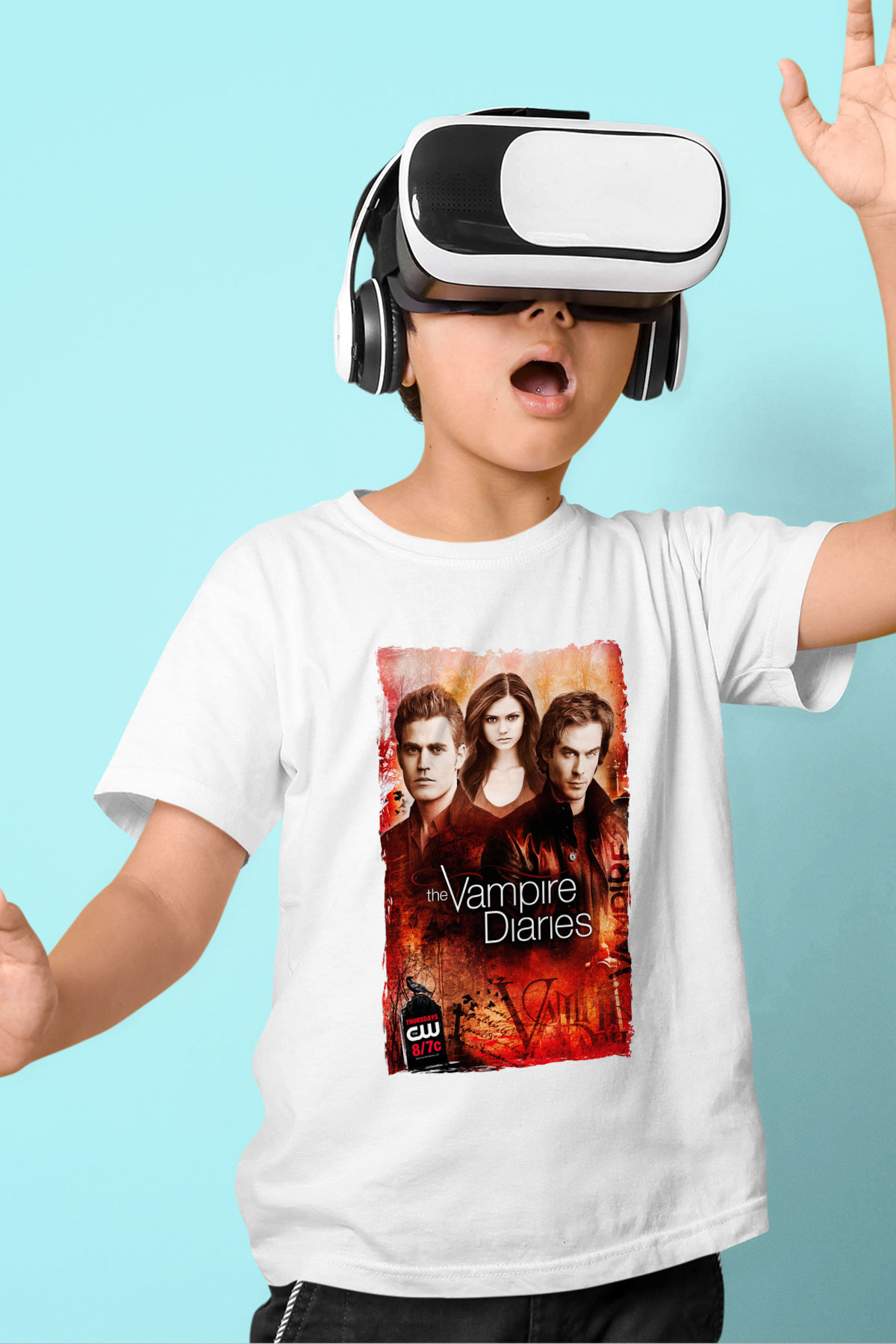 The Vampire Diaries Beyaz Unisex Çocuk Tişört