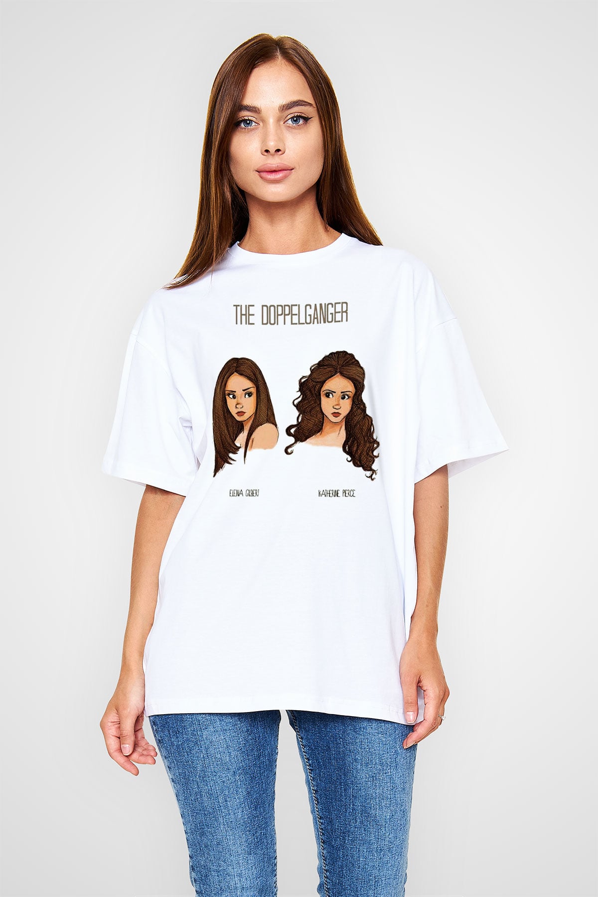 The Vampire Diaries Beyaz Unisex Oversize Tişört T-Shirt