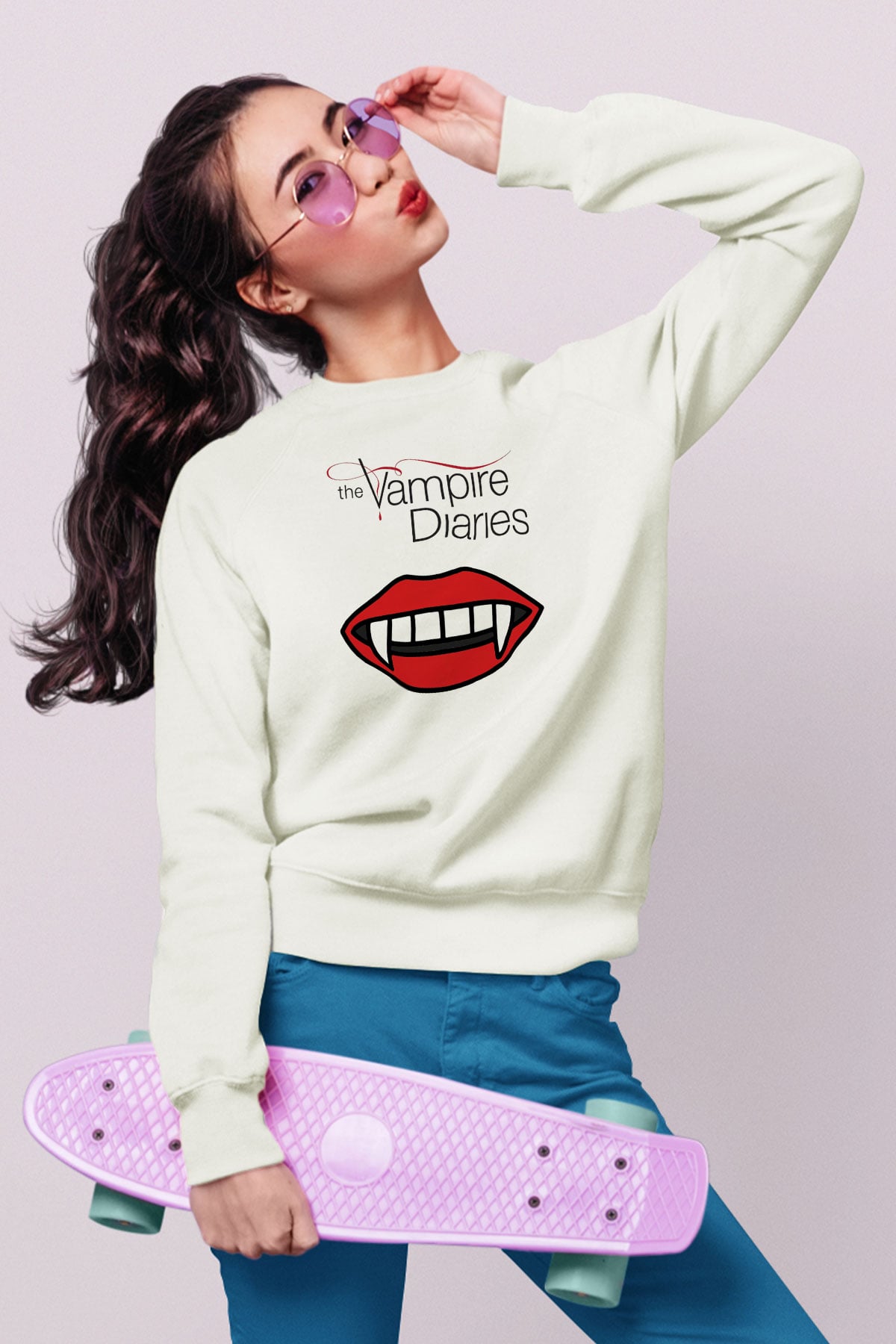 The Vampire Diaries Beyaz Unisex Sweatshirt