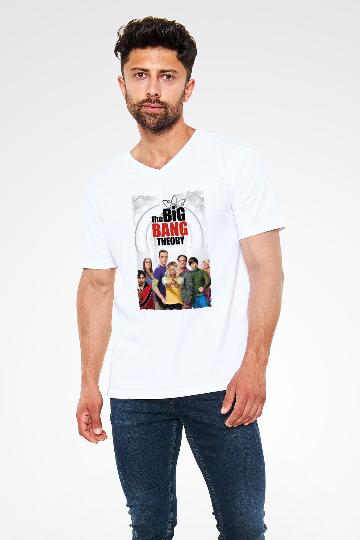 The Vampire Diaries Beyaz Unisex V Yaka Tişört