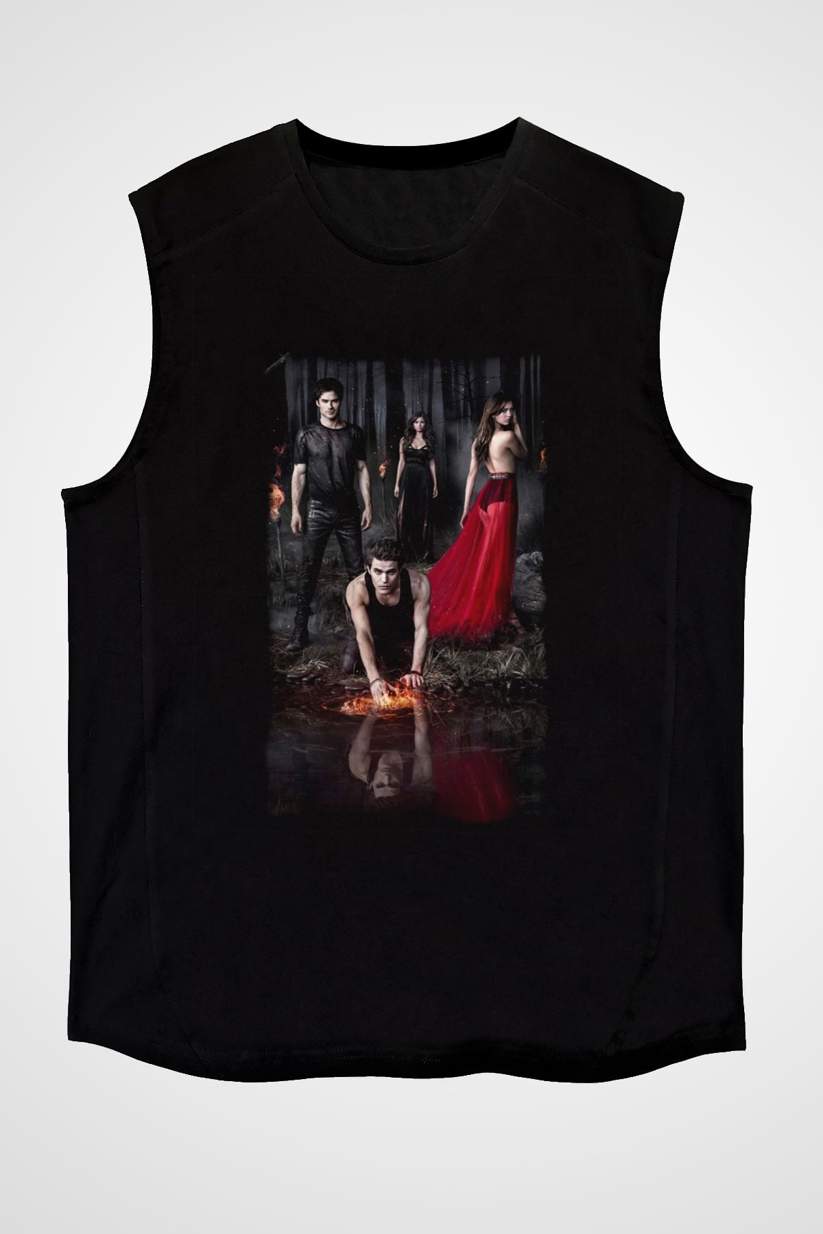 The Vampire Diaries Siyah Unisex Kolsuz Tişört