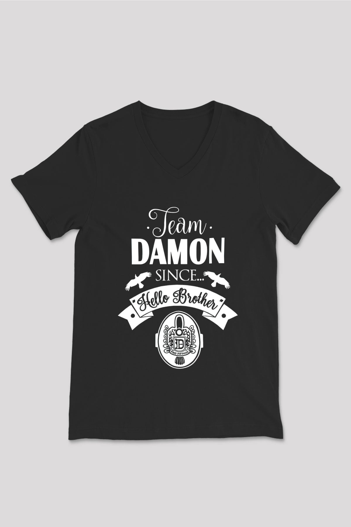 The Vampire Diaries Siyah Unisex V Yaka Tişört T-Shirt