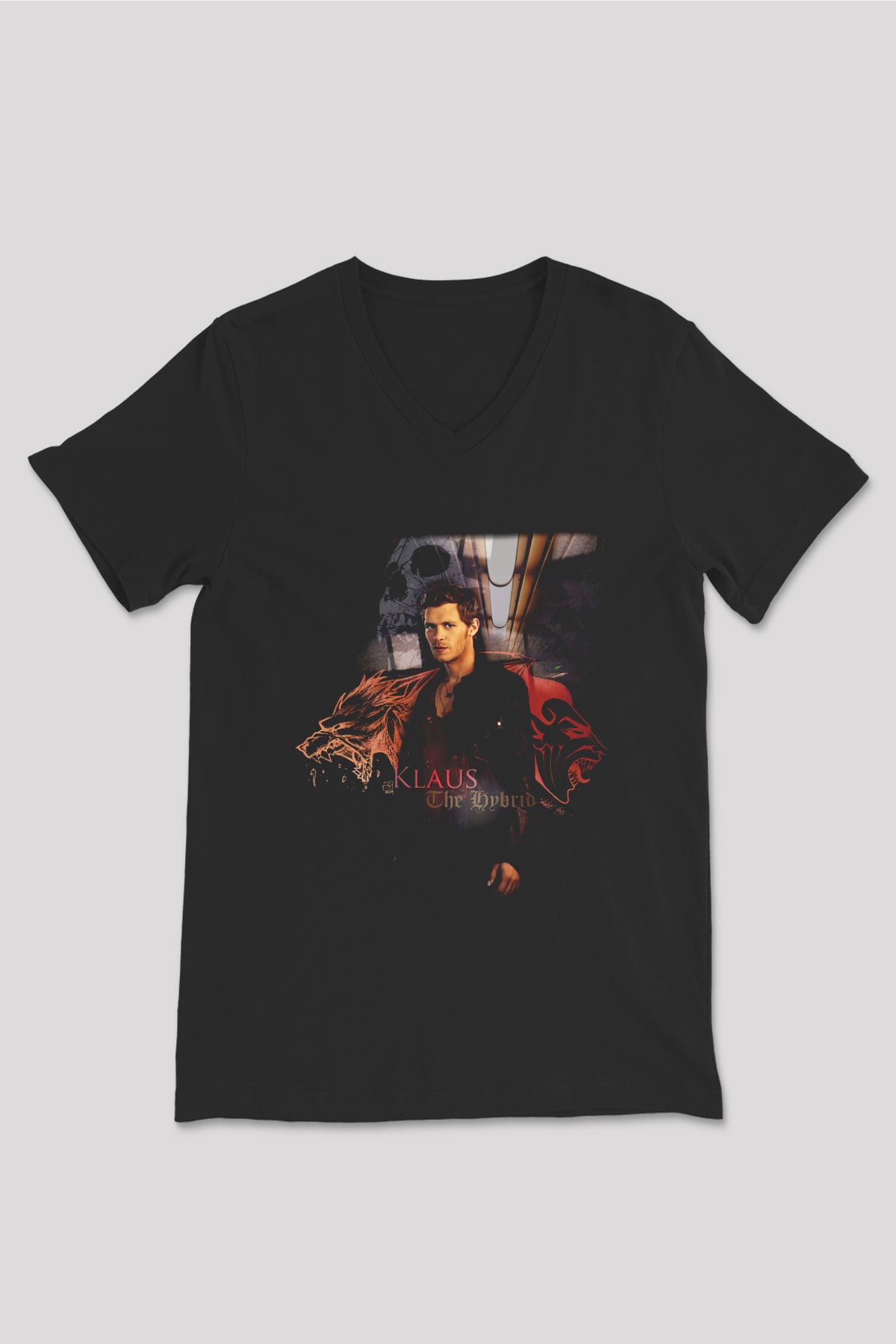 The Vampire Diaries Siyah Unisex V Yaka Tişört T-Shirt