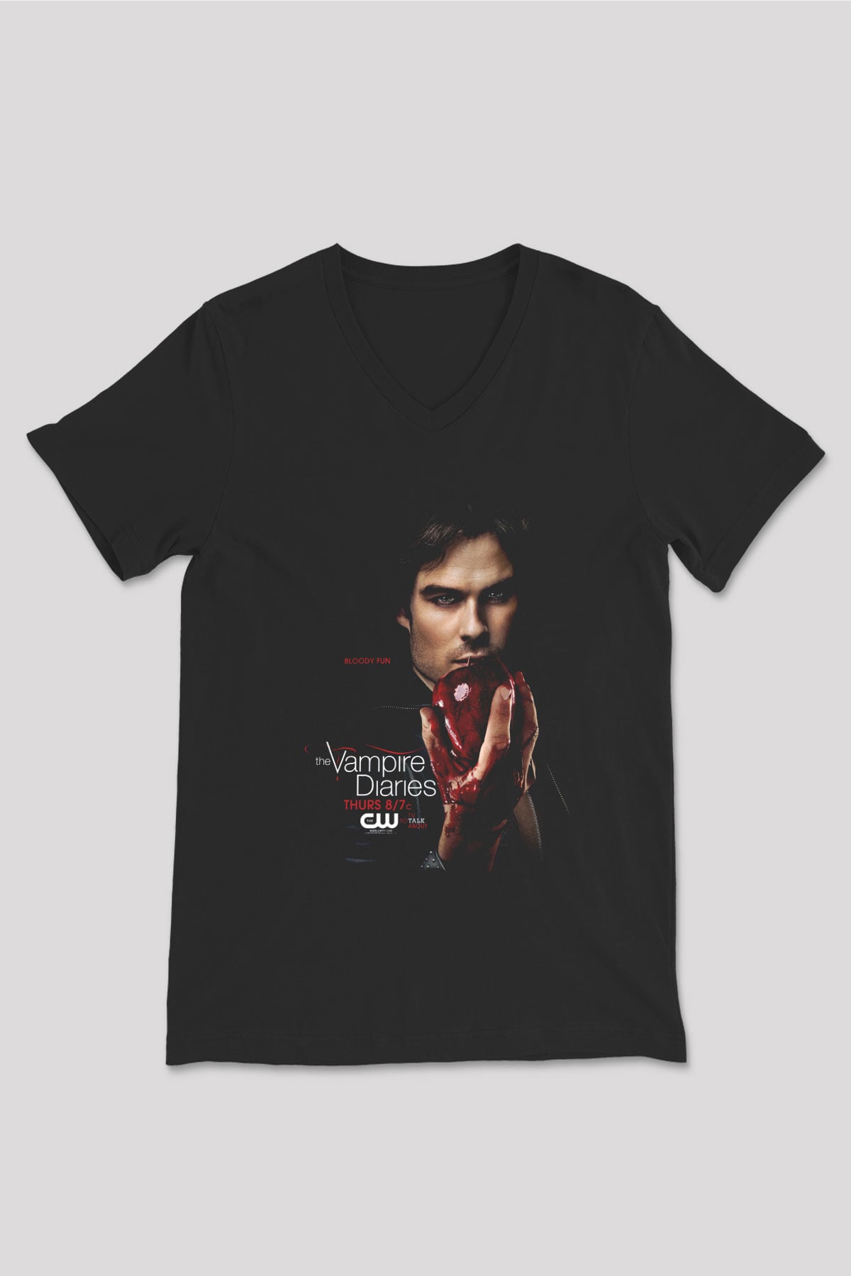 The Vampire Diaries Siyah Unisex V Yaka Tişört