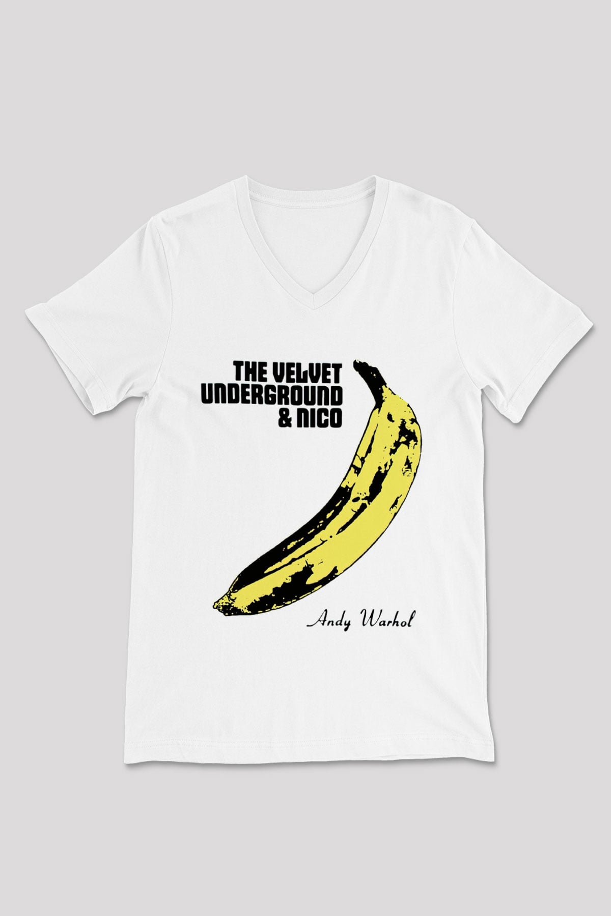 The Velvet Underground Beyaz Unisex V Yaka Tişört T-Shirt