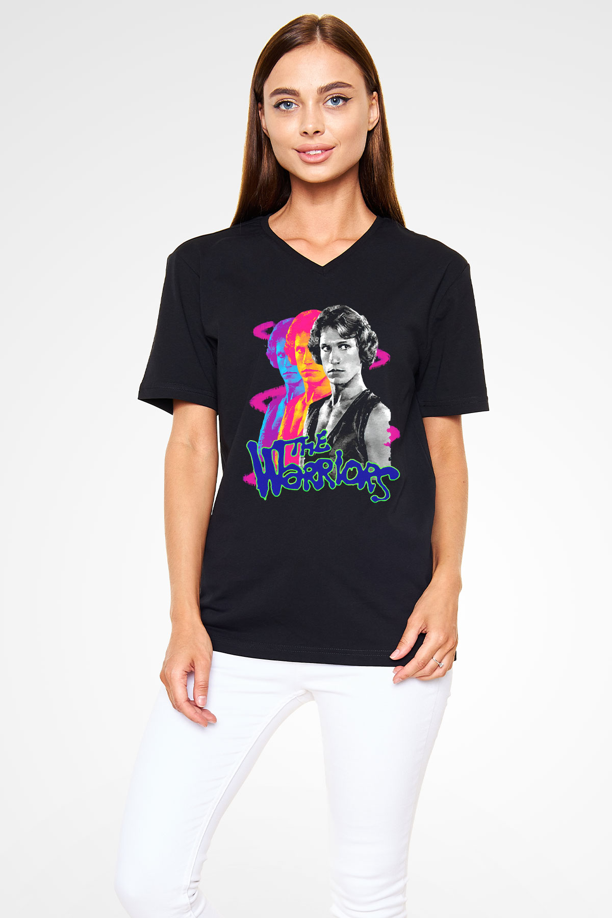 The Warriors Siyah Unisex  V Yaka Tişört