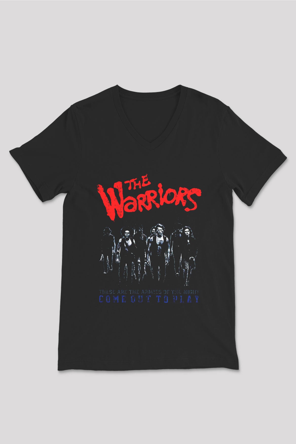 The Warriors Siyah Unisex  V Yaka Tişört