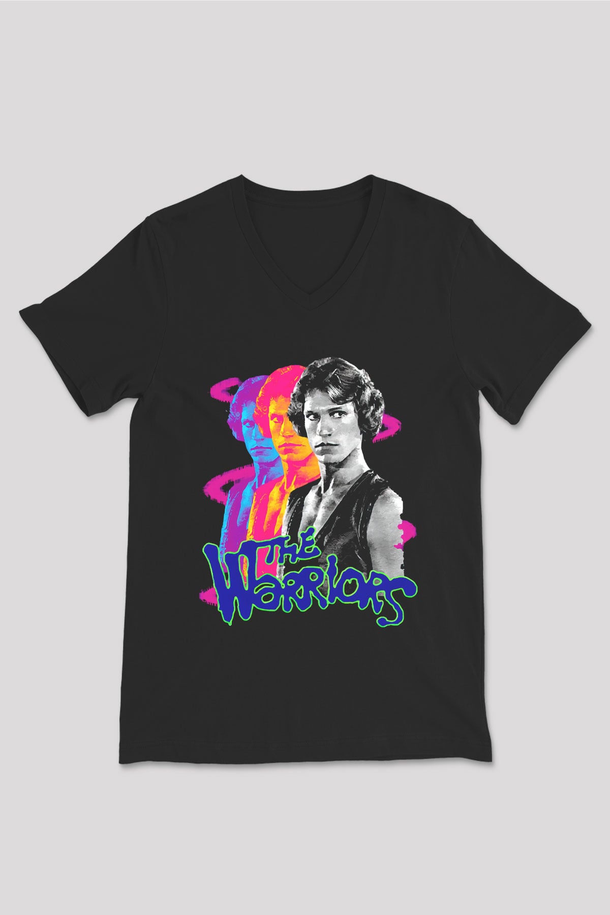The Warriors Siyah Unisex  V Yaka Tişört
