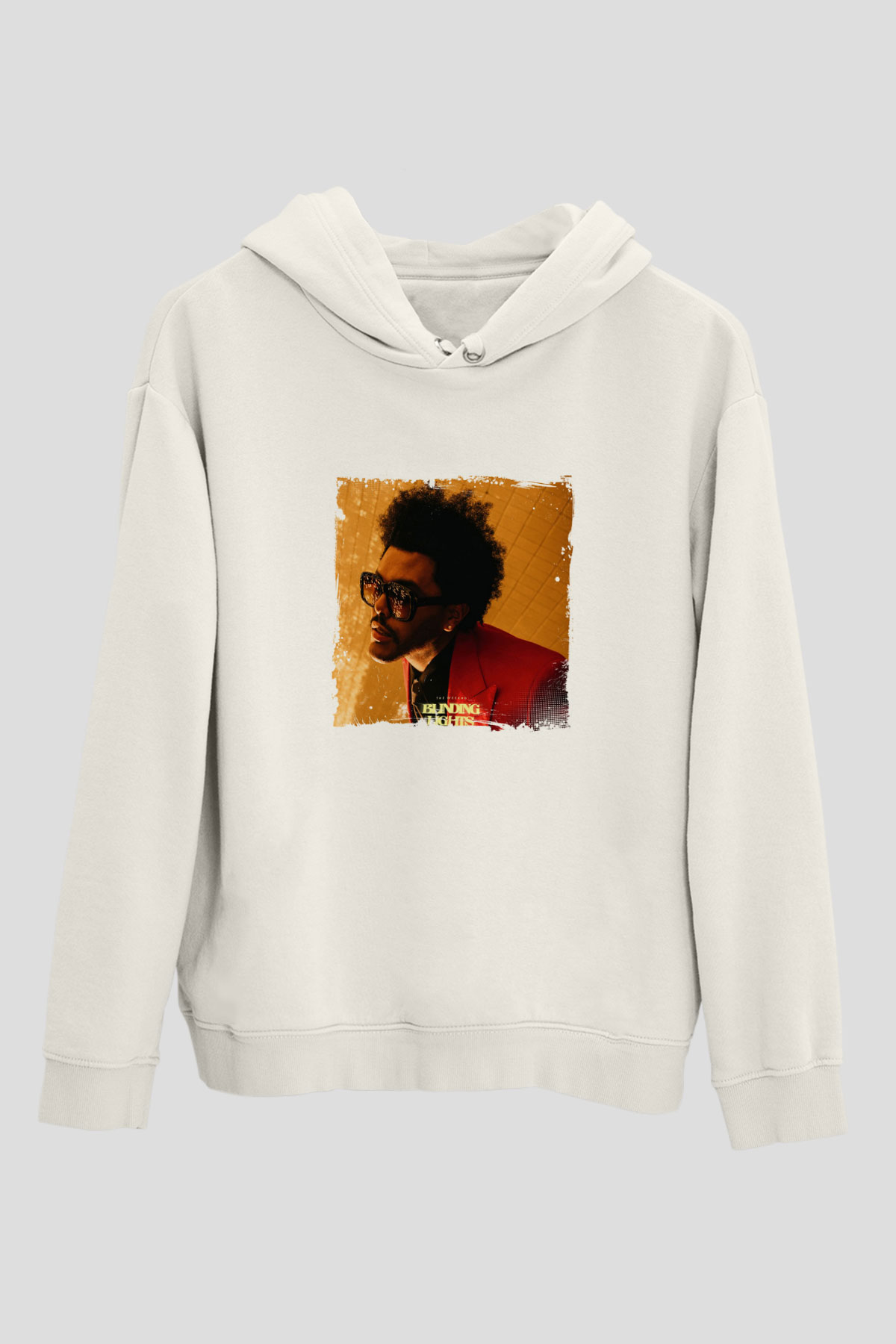 The Weeknd Baskılı Unisex Beyaz Kapüşonlu Sweatshirt