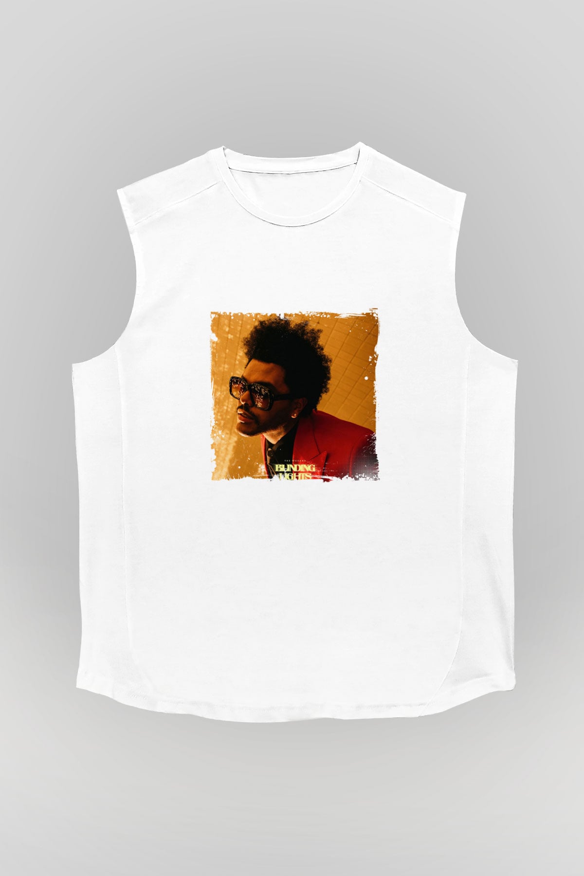 The Weeknd Baskılı Unisex Beyaz Kolsuz Tişört