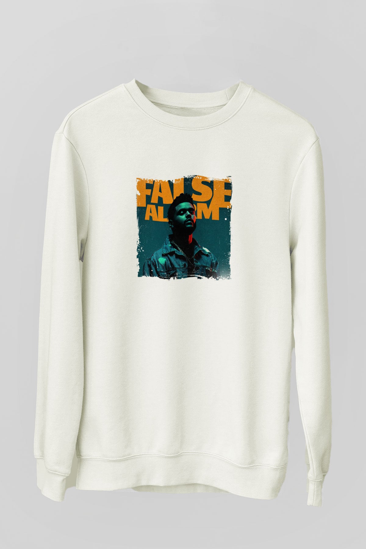 The Weeknd Baskılı Unisex Beyaz Sweatshirt